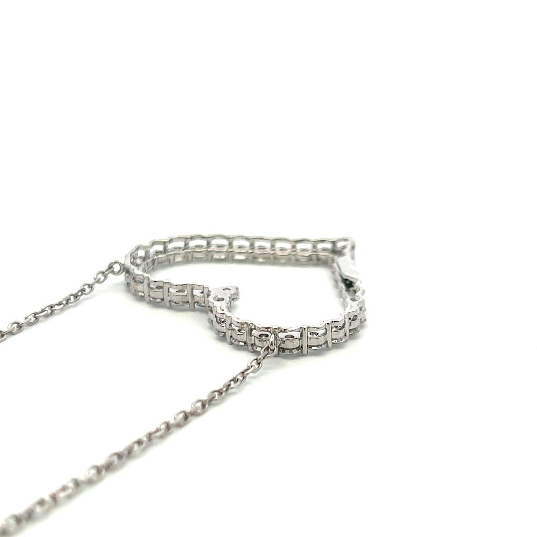 14K White Gold Heart Pendant Necklace with 3.5 Carat Round I-SI Diamonds