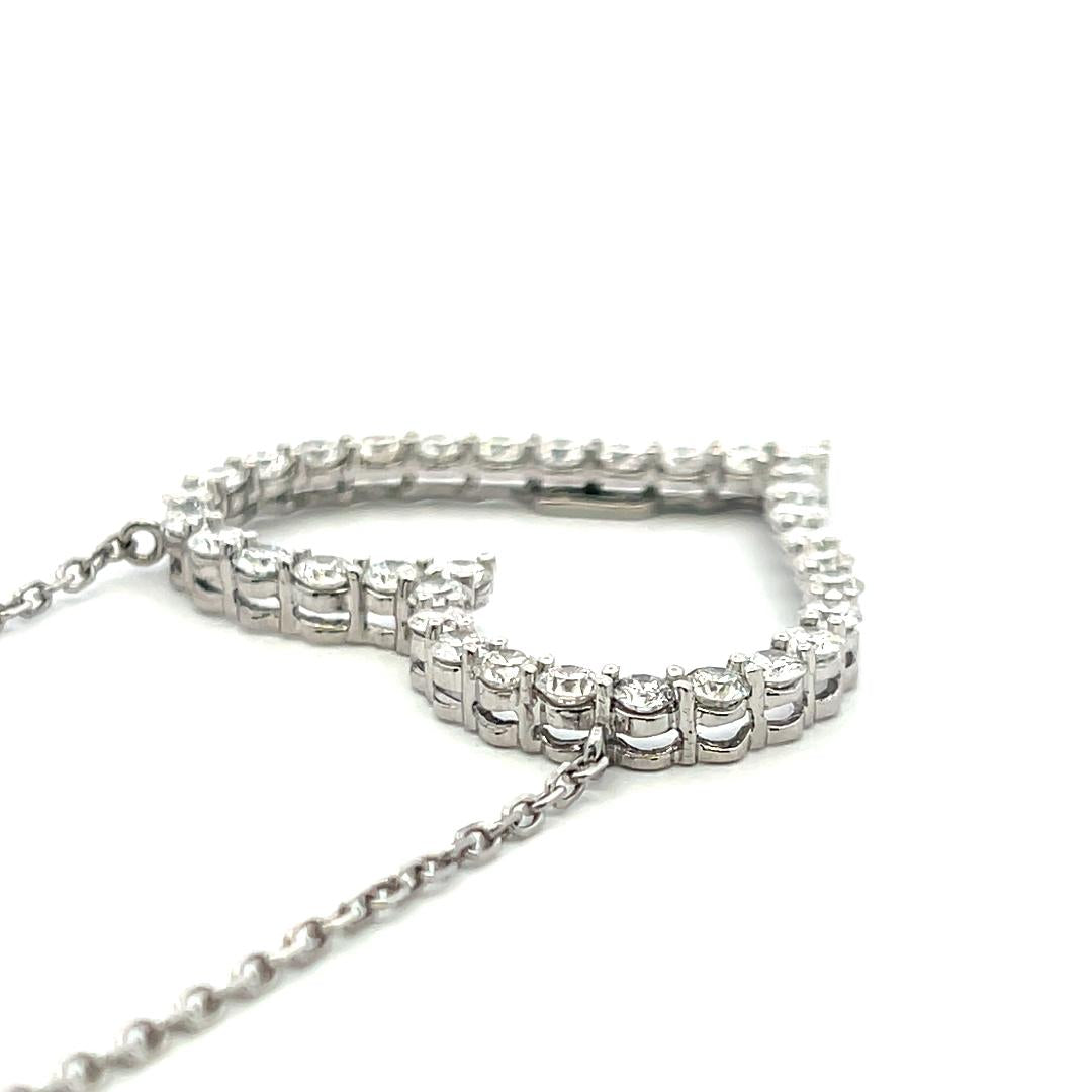 14K White Gold Heart Pendant Necklace with 3.5 Carat Round I-SI Diamonds