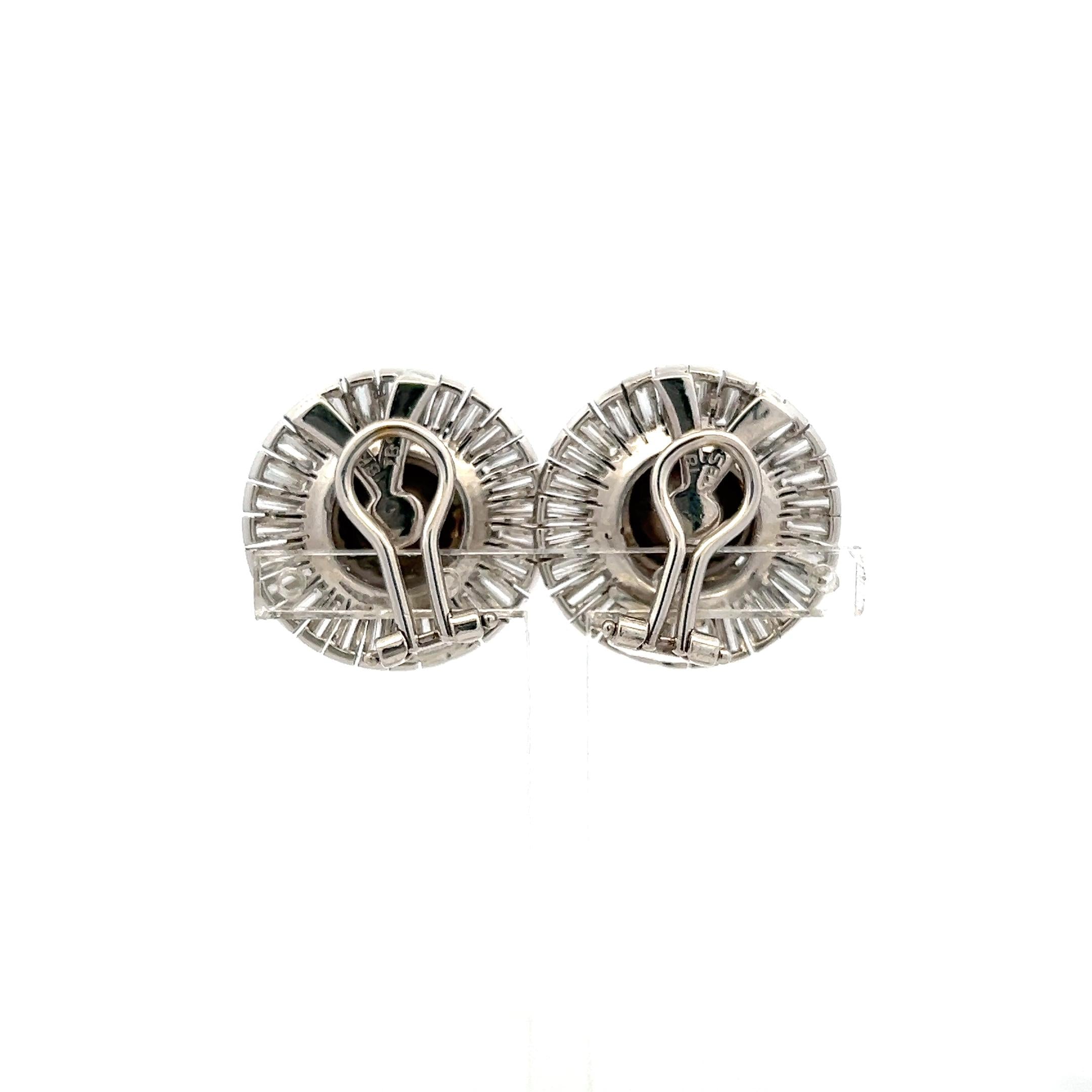 Vintage 18K White Gold Cluster Earrings with 7.4 Carat Mixed Cut Diamonds