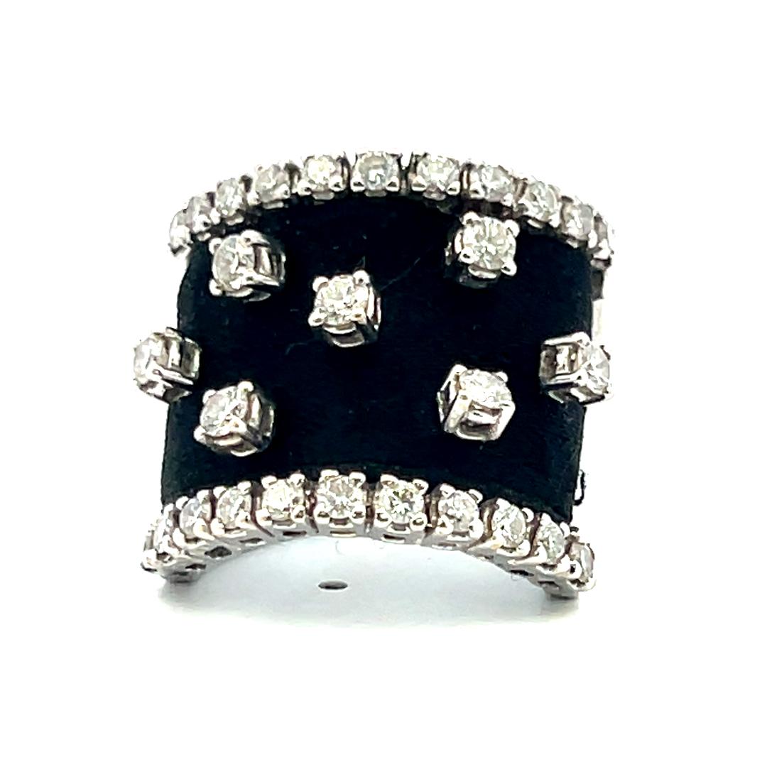 Vintage 18K White Gold Cocktail Ring with 1.8 Carat Round H VS Diamonds Size 6.5