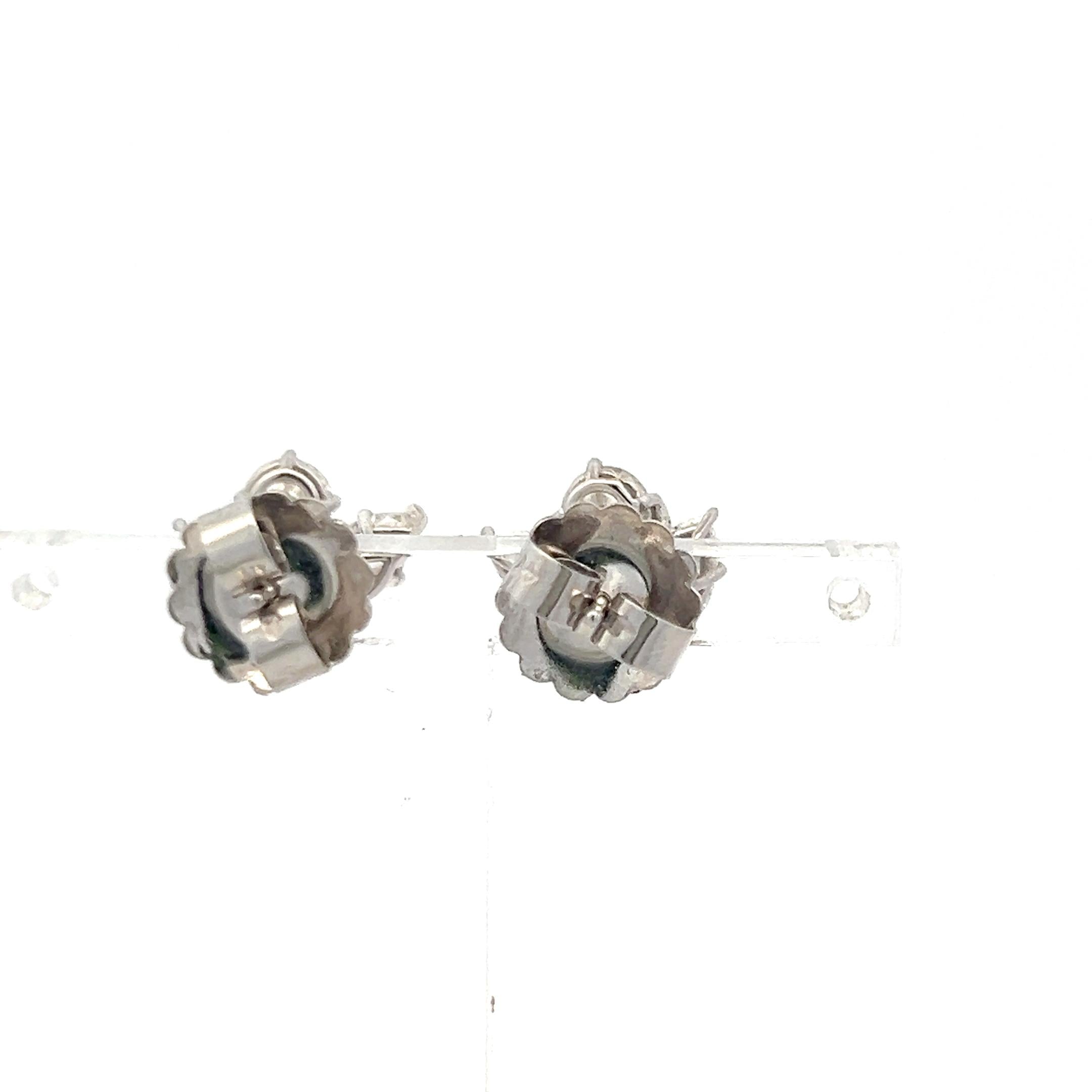 Vintage unique 14K White Gold Cluster Earrings 2.1 Carat Mix shape Diamonds