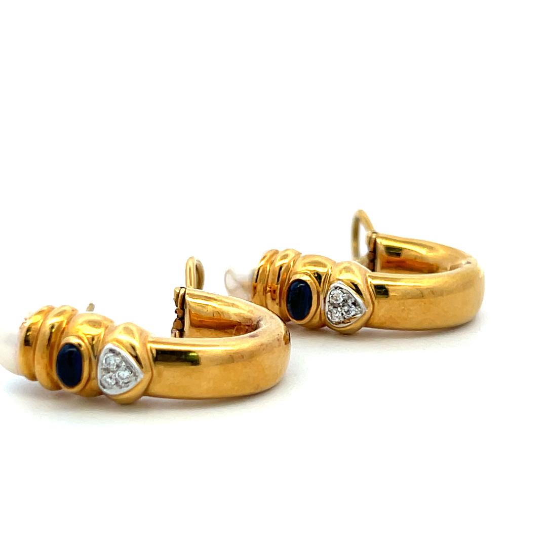 18K YG Bangle Bracelet & Earrings Set 0.45ct Diamond 0.8ct Sapphire & Multi gems
