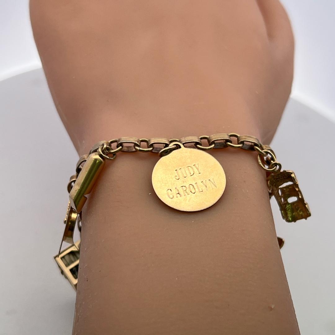 Vintage 14K Yellow Gold Charm Bracelet 7x0.85x0.41 Inch 24.6 Grams