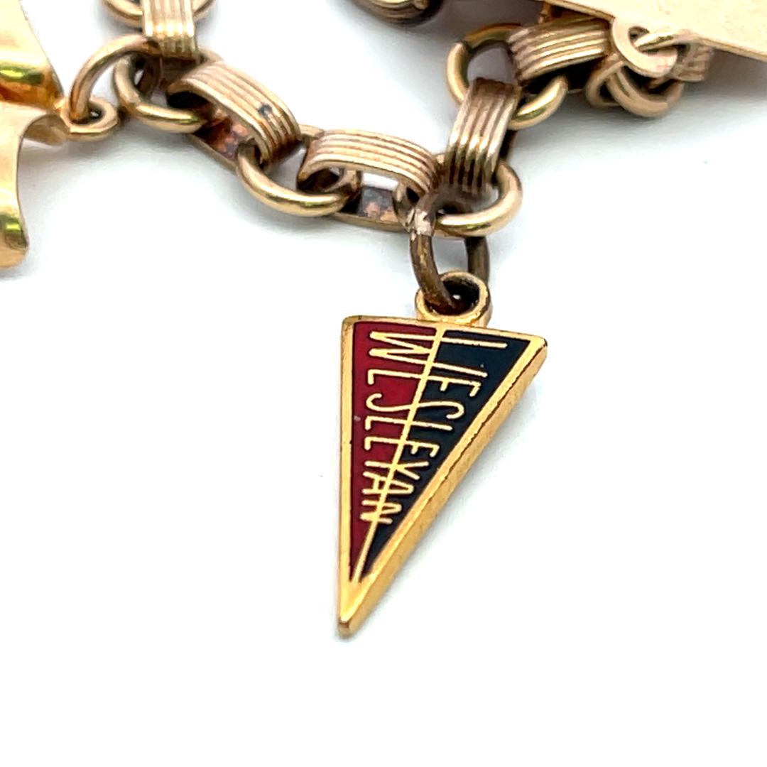 Vintage 14K Yellow Gold Charm Bracelet 7x0.85x0.41 Inch 24.6 Grams