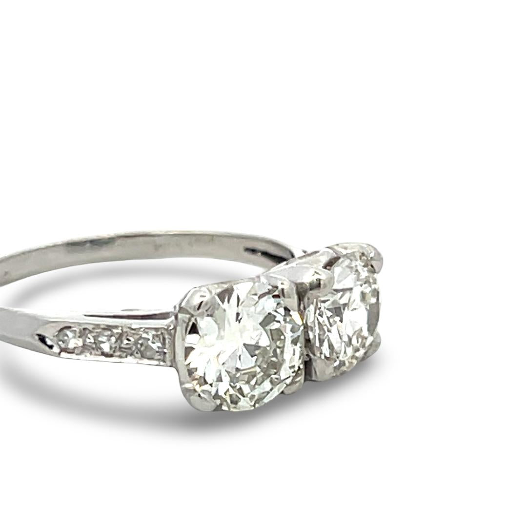 Platinum Two-Stone Ring with 2.33 Carat Circular Brilliant Diamonds Size 8.5 GIA