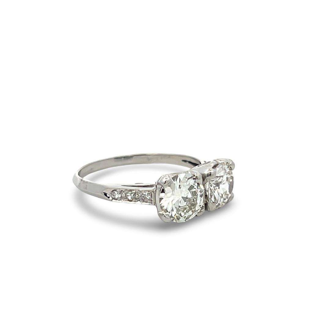 Platinum Two-Stone Ring with 2.33 Carat Circular Brilliant Diamonds Size 8.5 GIA