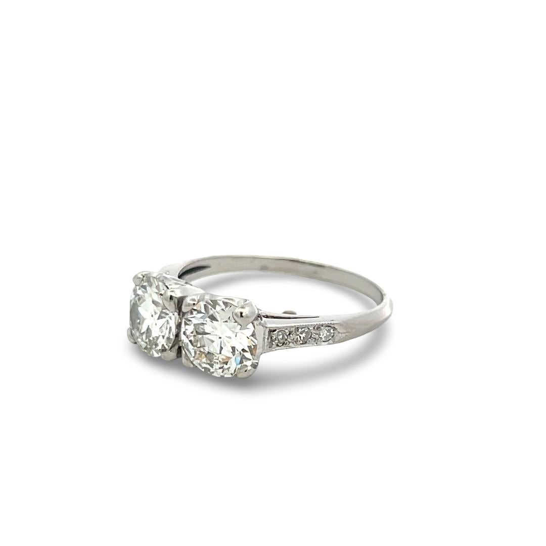 Platinum Two-Stone Ring with 2.33 Carat Circular Brilliant Diamonds Size 8.5 GIA