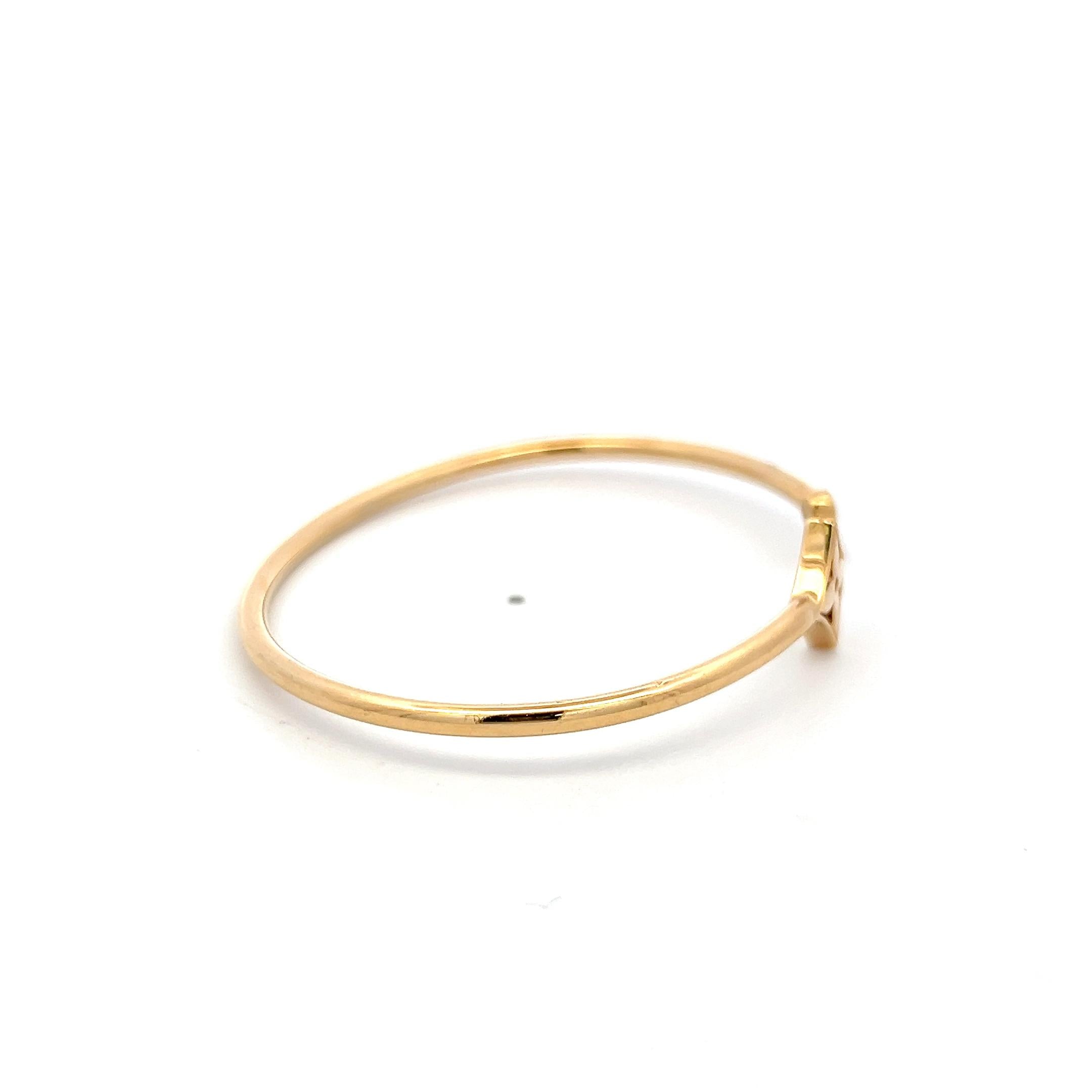 LV Vintage 18K Yellow Gold Cuff with 0.06 Carat Round F VVS Diamonds 6.31 Grams