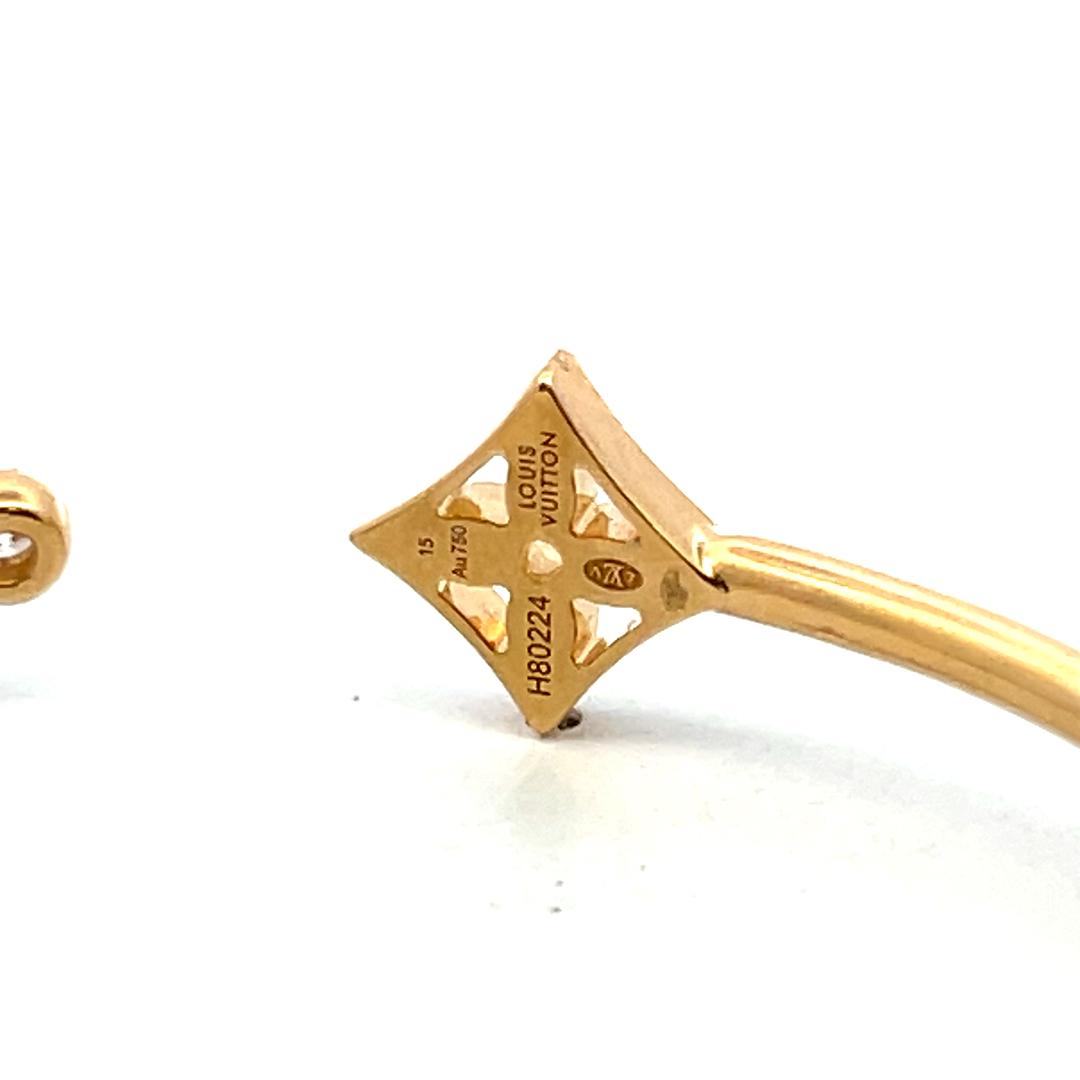 LV Vintage 18K Yellow Gold Cuff with 0.06 Carat Round F VVS Diamonds 6.31 Grams