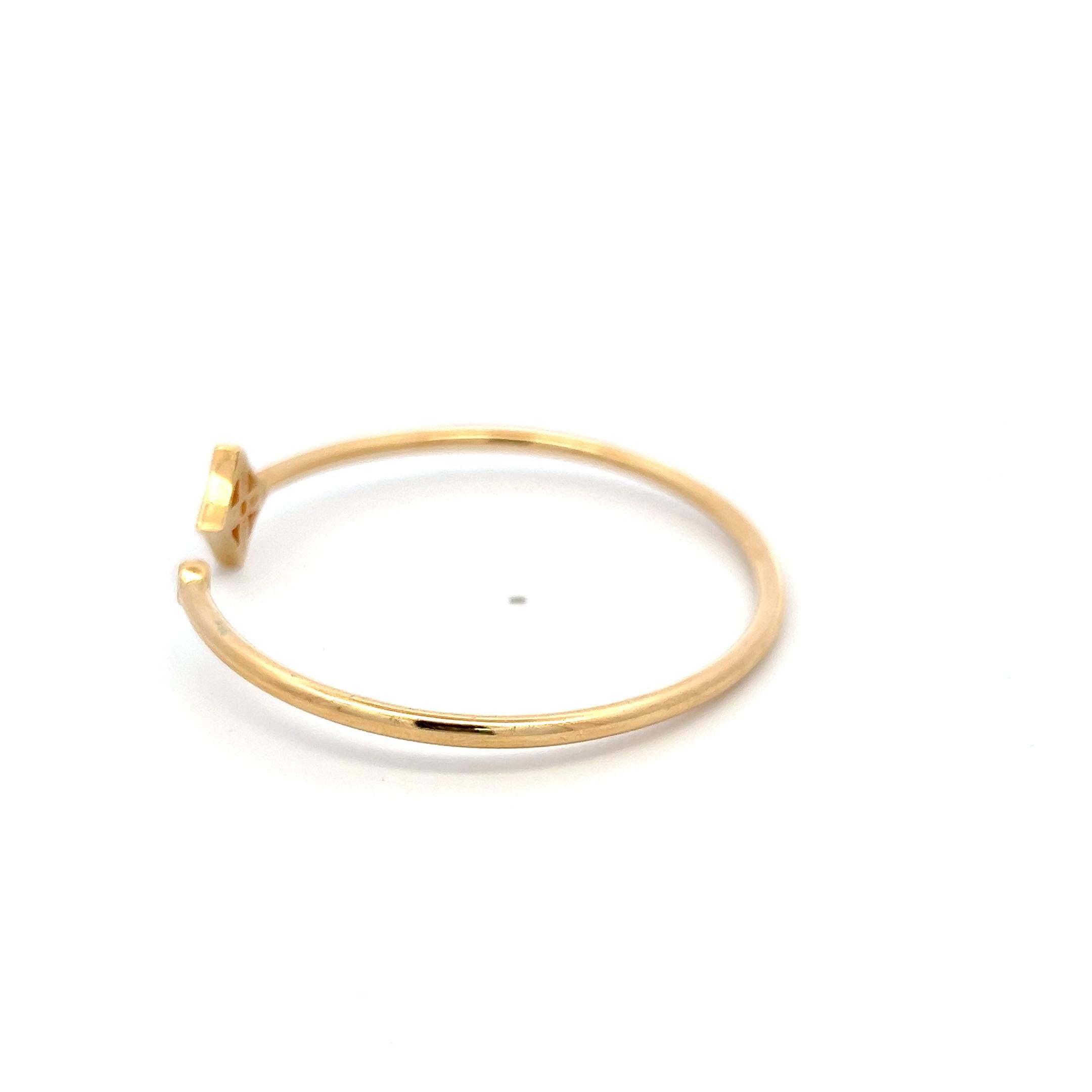 LV Vintage 18K Yellow Gold Cuff with 0.06 Carat Round F VVS Diamonds 6.31 Grams