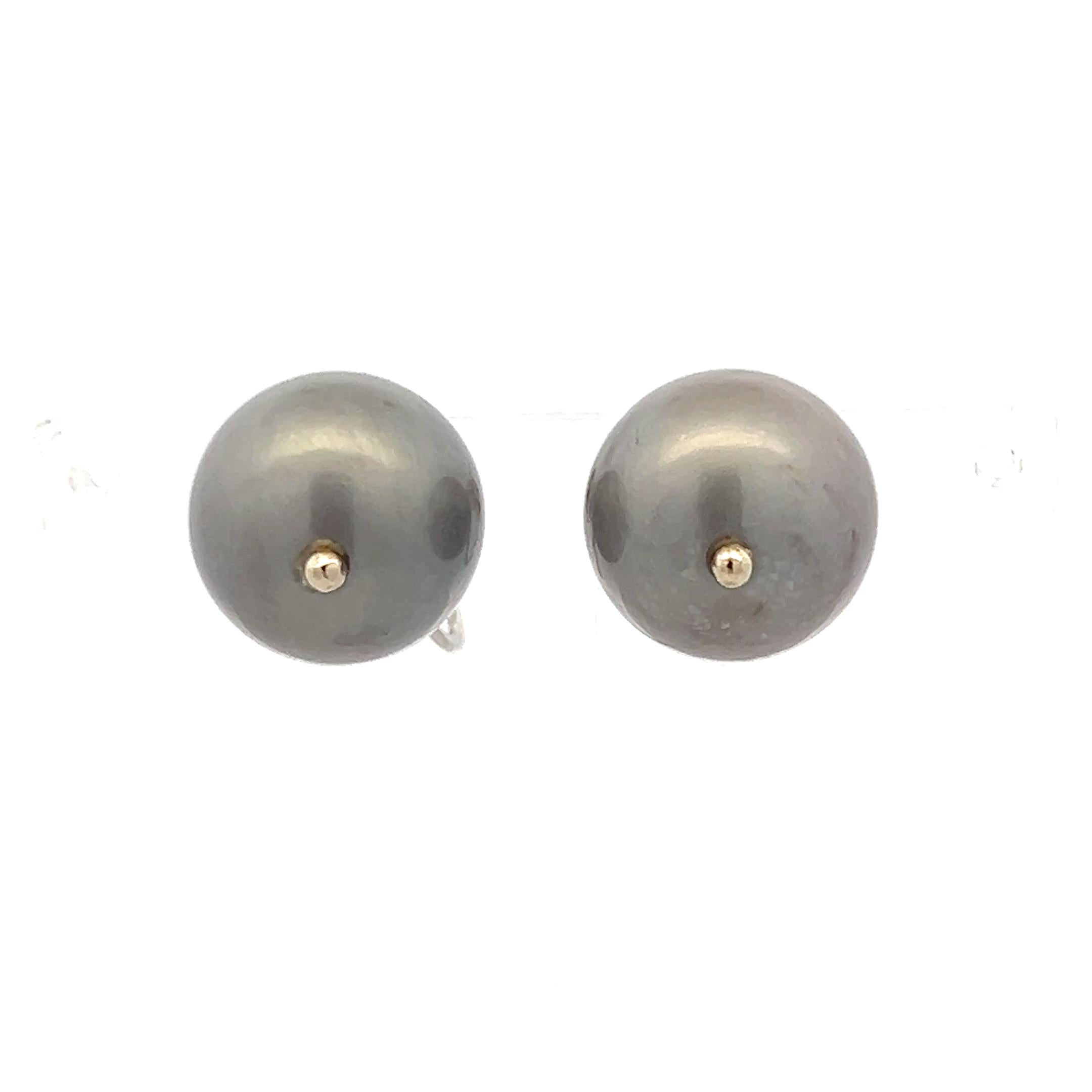 Vintage 14K White Gold Leverback Earrings with 12.03x11.81mm Pearls Gemstones