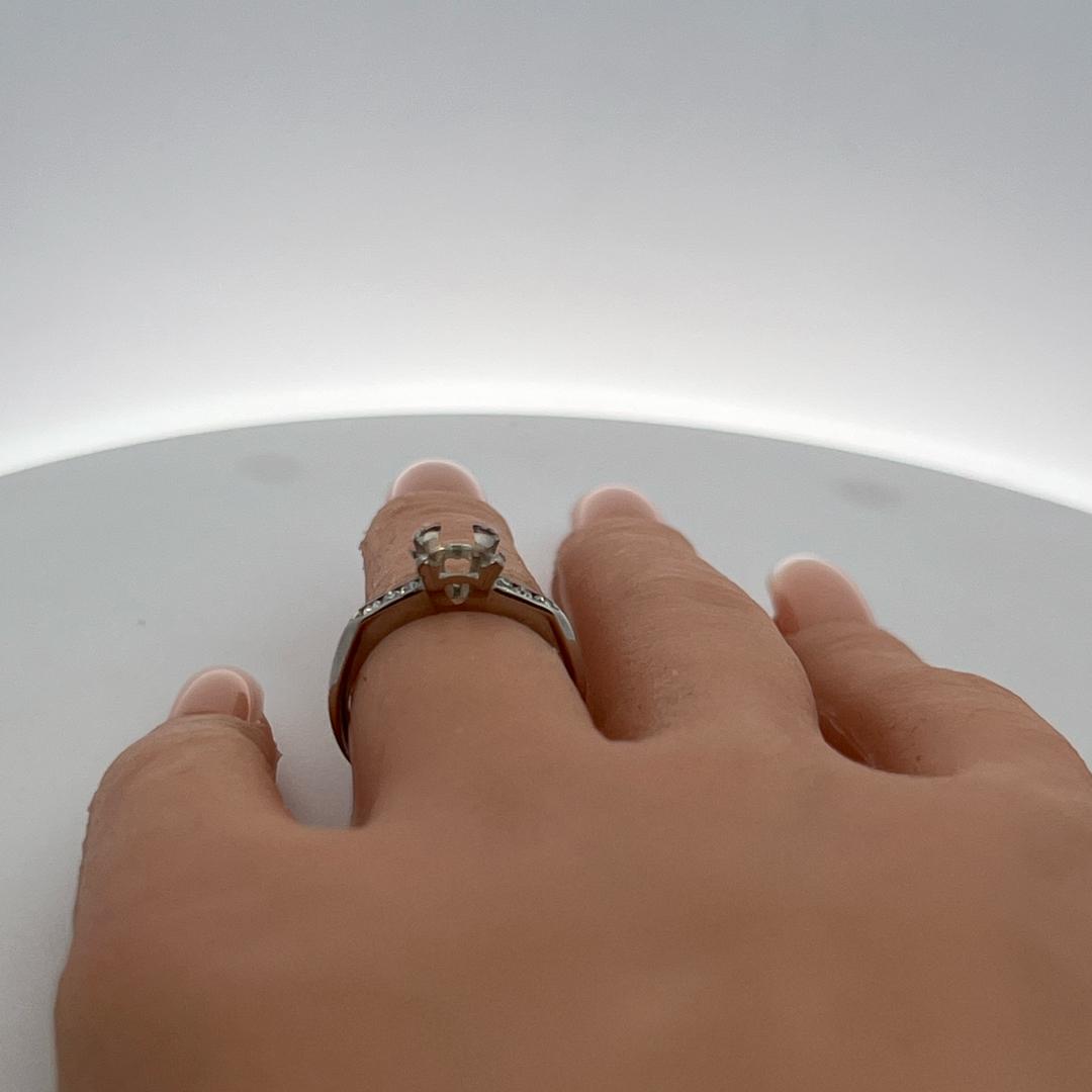 Platinum Semi Mount Ring with 0.06 Carat Circular H SI Diamonds Fits 5.9x5.7 MM