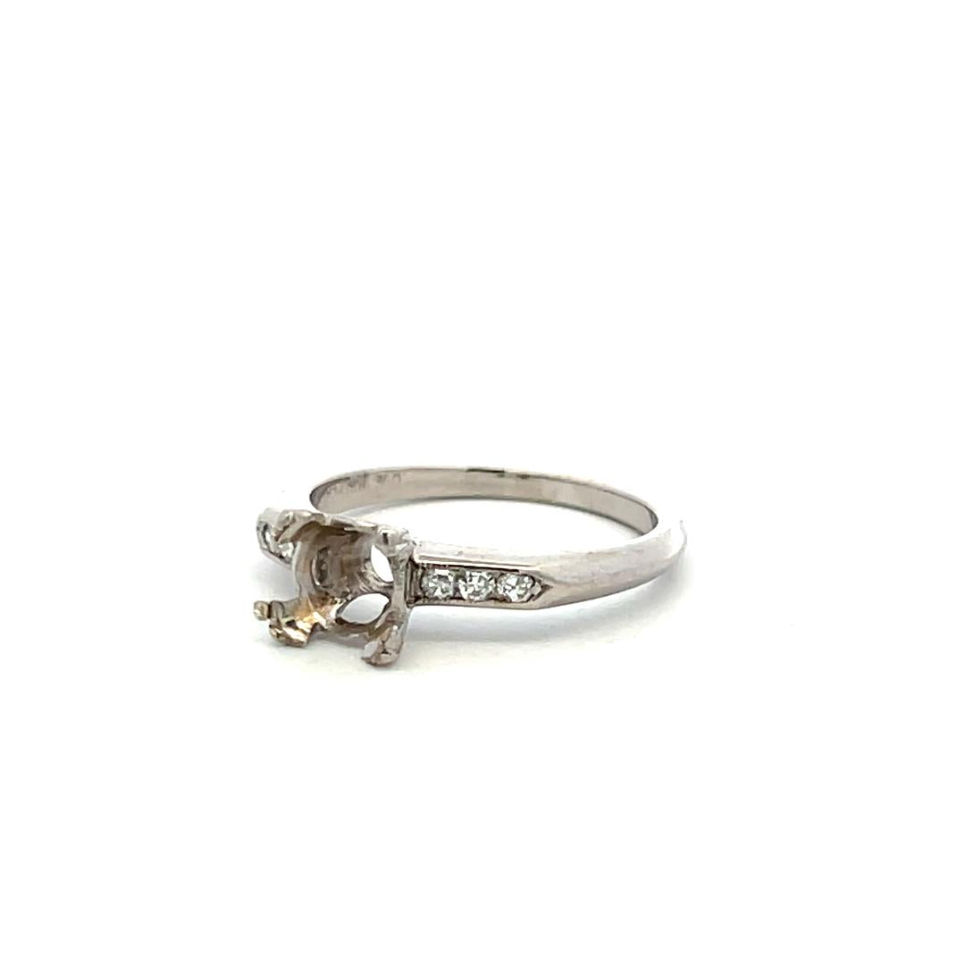 Platinum Semi Mount Ring with 0.06 Carat Circular H SI Diamonds Fits 5.9x5.7 MM