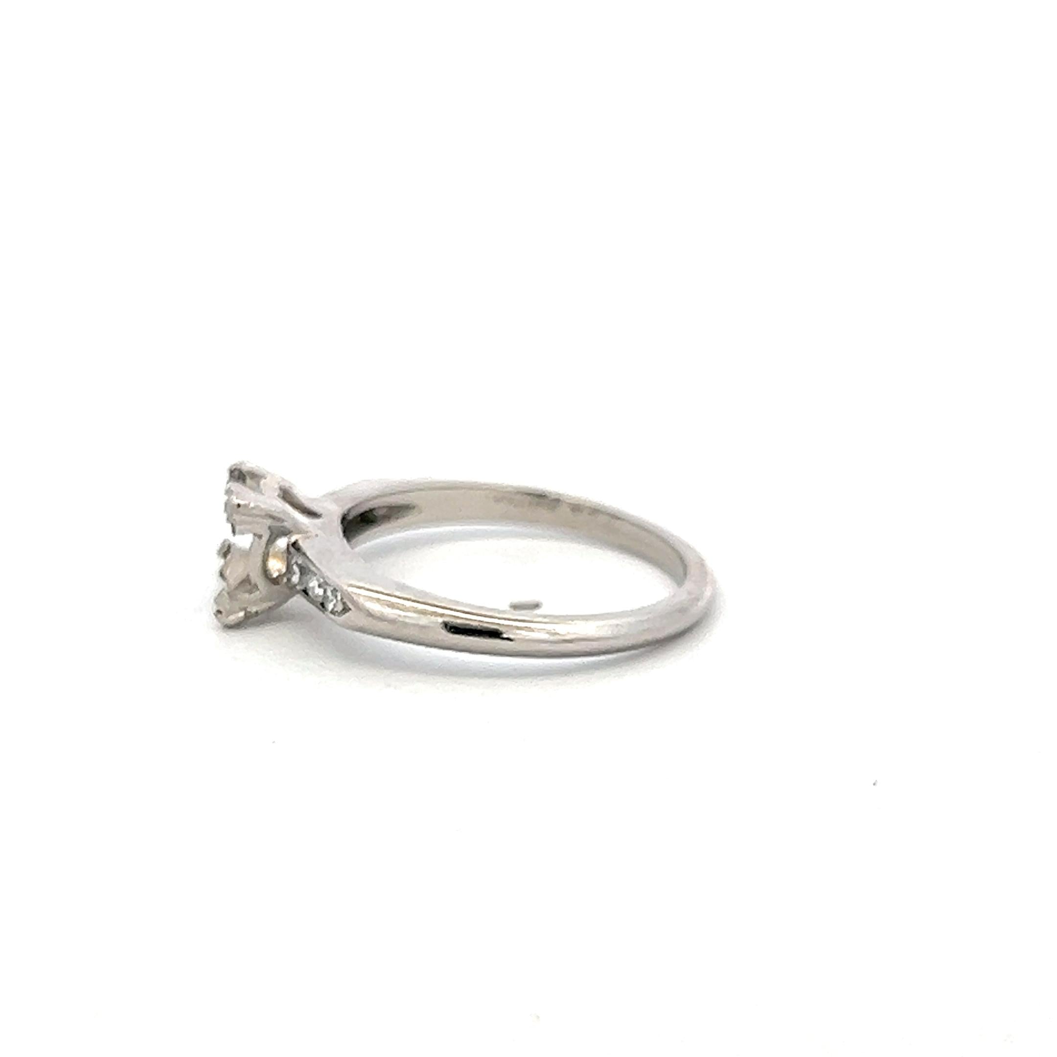 Platinum Semi Mount Ring with 0.06 Carat Circular H SI Diamonds Fits 5.9x5.7 MM