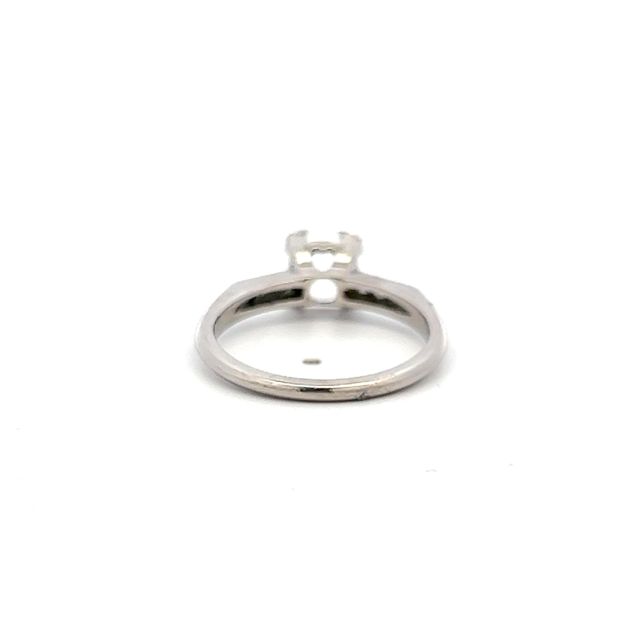 Platinum Semi Mount Ring with 0.06 Carat Circular H SI Diamonds Fits 5.9x5.7 MM