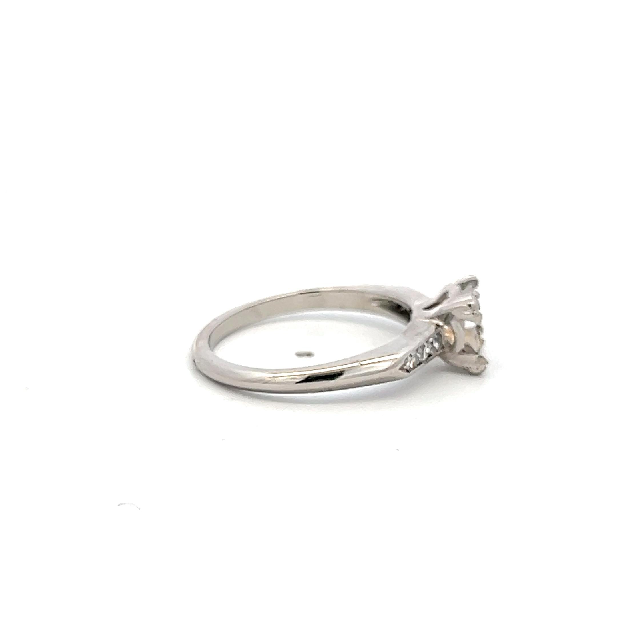 Platinum Semi Mount Ring with 0.06 Carat Circular H SI Diamonds Fits 5.9x5.7 MM