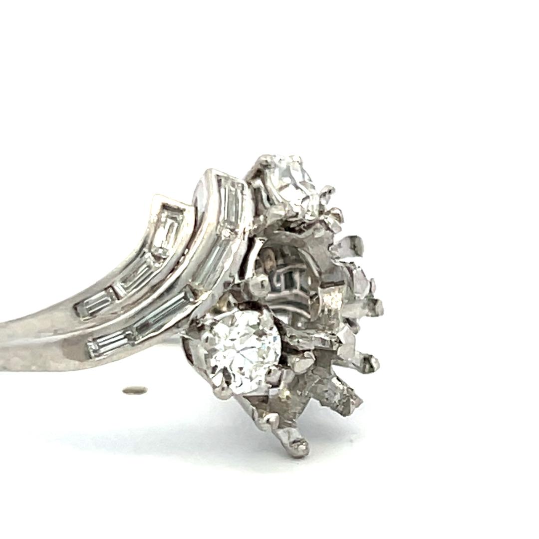 Platinum Semi Mount Ring with 2.1 Carat Diamond Fits 7.25x7.15mm Center Stone