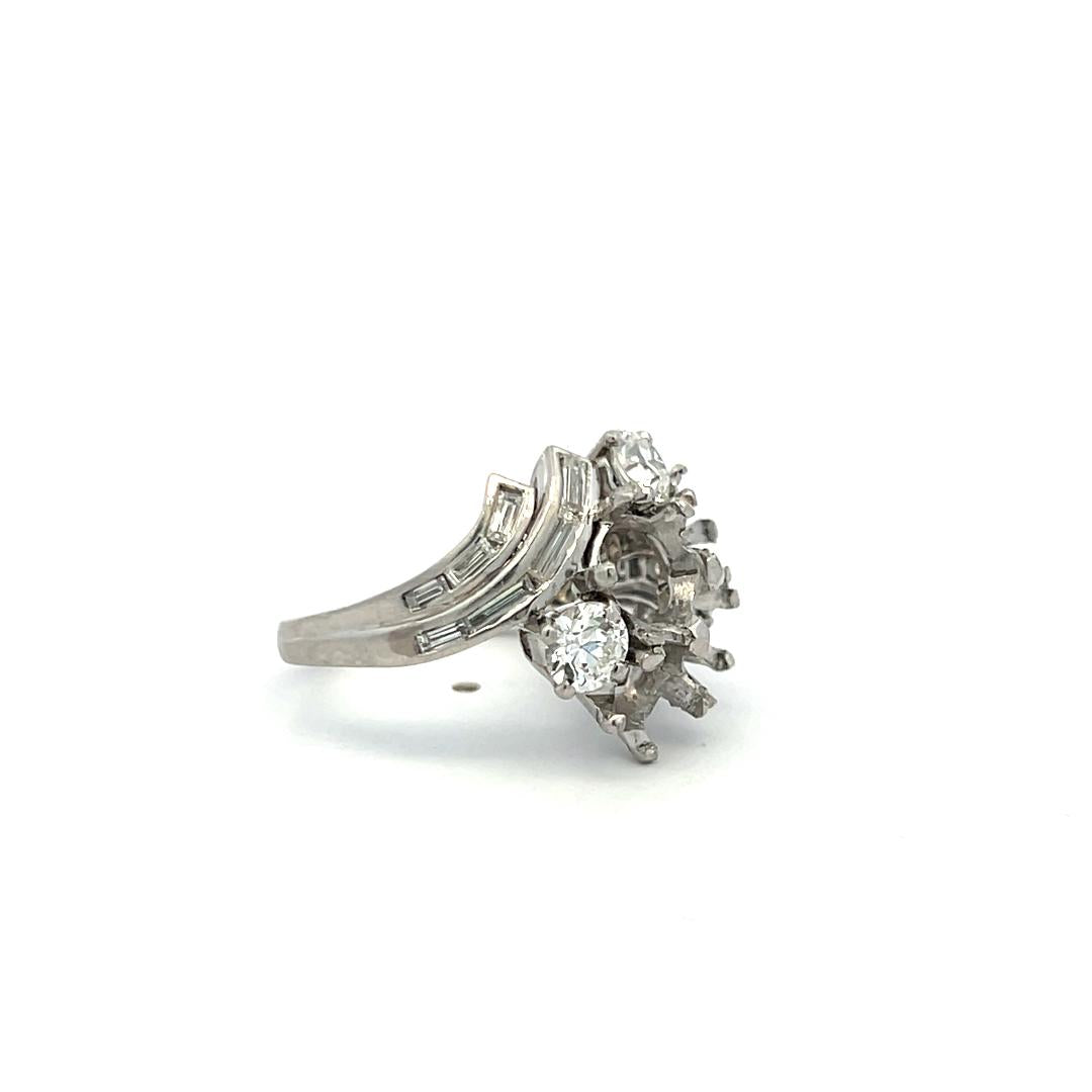 Platinum Semi Mount Ring with 2.1 Carat Diamond Fits 7.25x7.15mm Center Stone