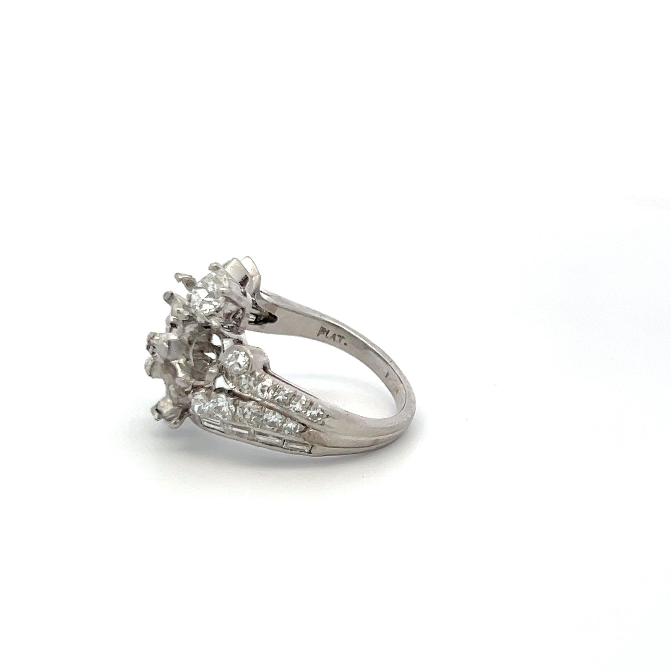 Platinum Semi Mount Ring with 2.1 Carat Diamond Fits 7.25x7.15mm Center Stone