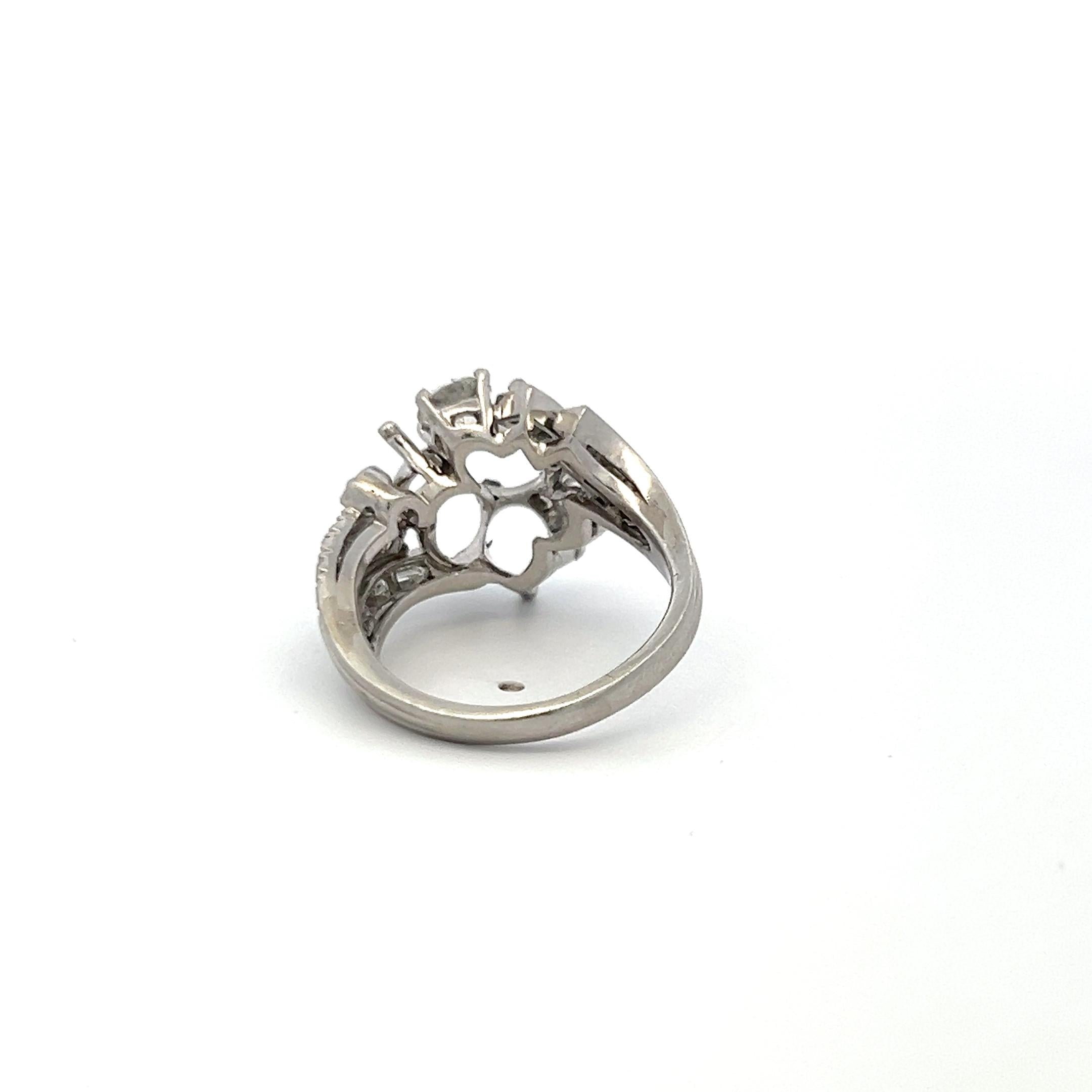 Platinum Semi Mount Ring with 2.1 Carat Diamond Fits 7.25x7.15mm Center Stone