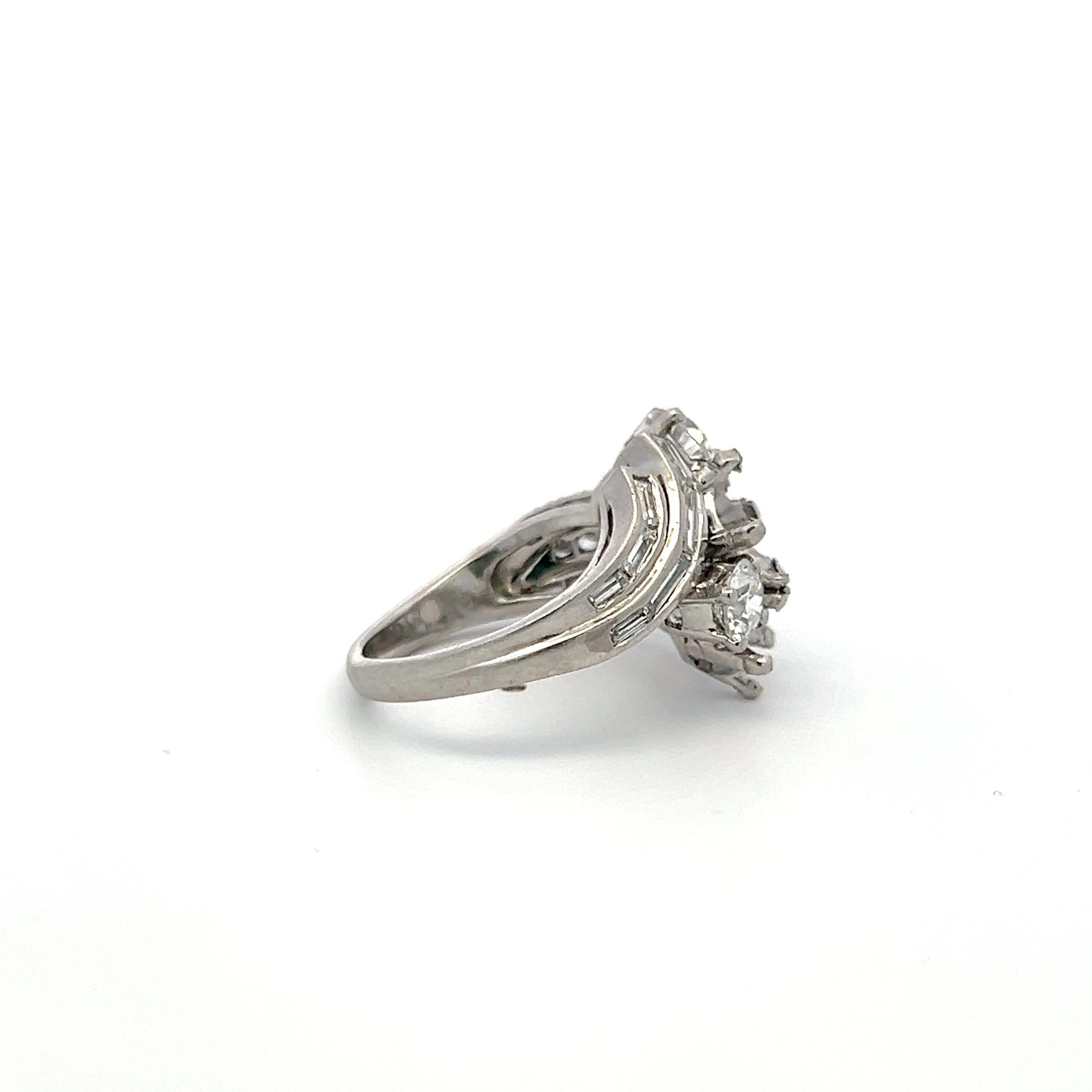 Platinum Semi Mount Ring with 2.1 Carat Diamond Fits 7.25x7.15mm Center Stone