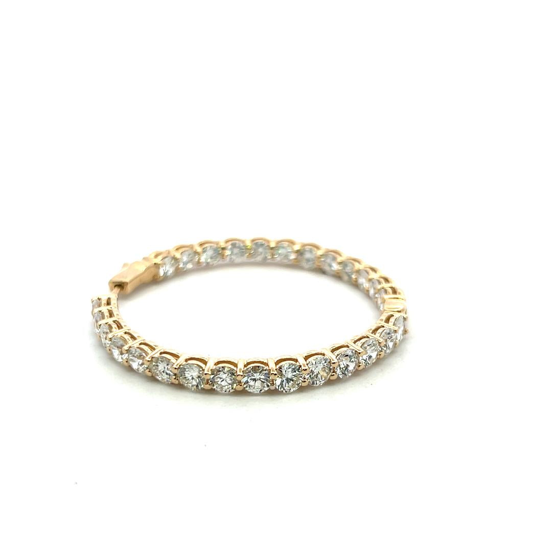 Vintage 14K Yellow Gold Hoop Earrings with 12.42 Carat Round G-VS Diamonds