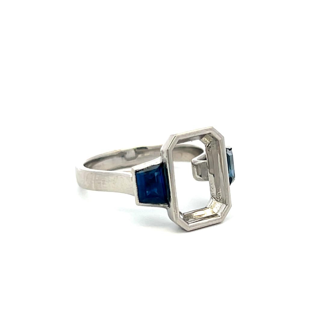 Platinum Semi Mount Ring with 1.11 Carat Trapezoid Sapphire Fits 11.6x8.2 mm