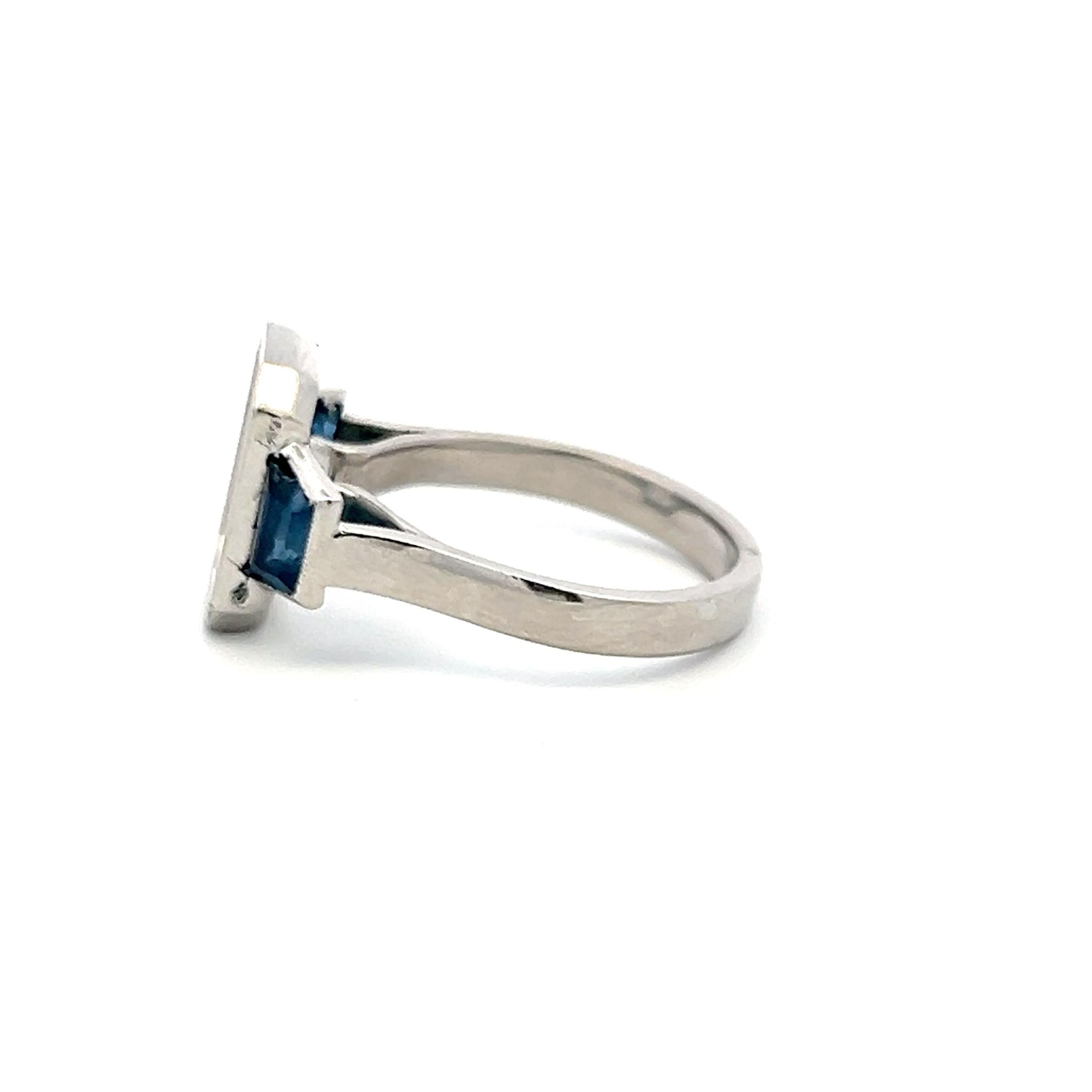 Platinum Semi Mount Ring with 1.11 Carat Trapezoid Sapphire Fits 11.6x8.2 mm