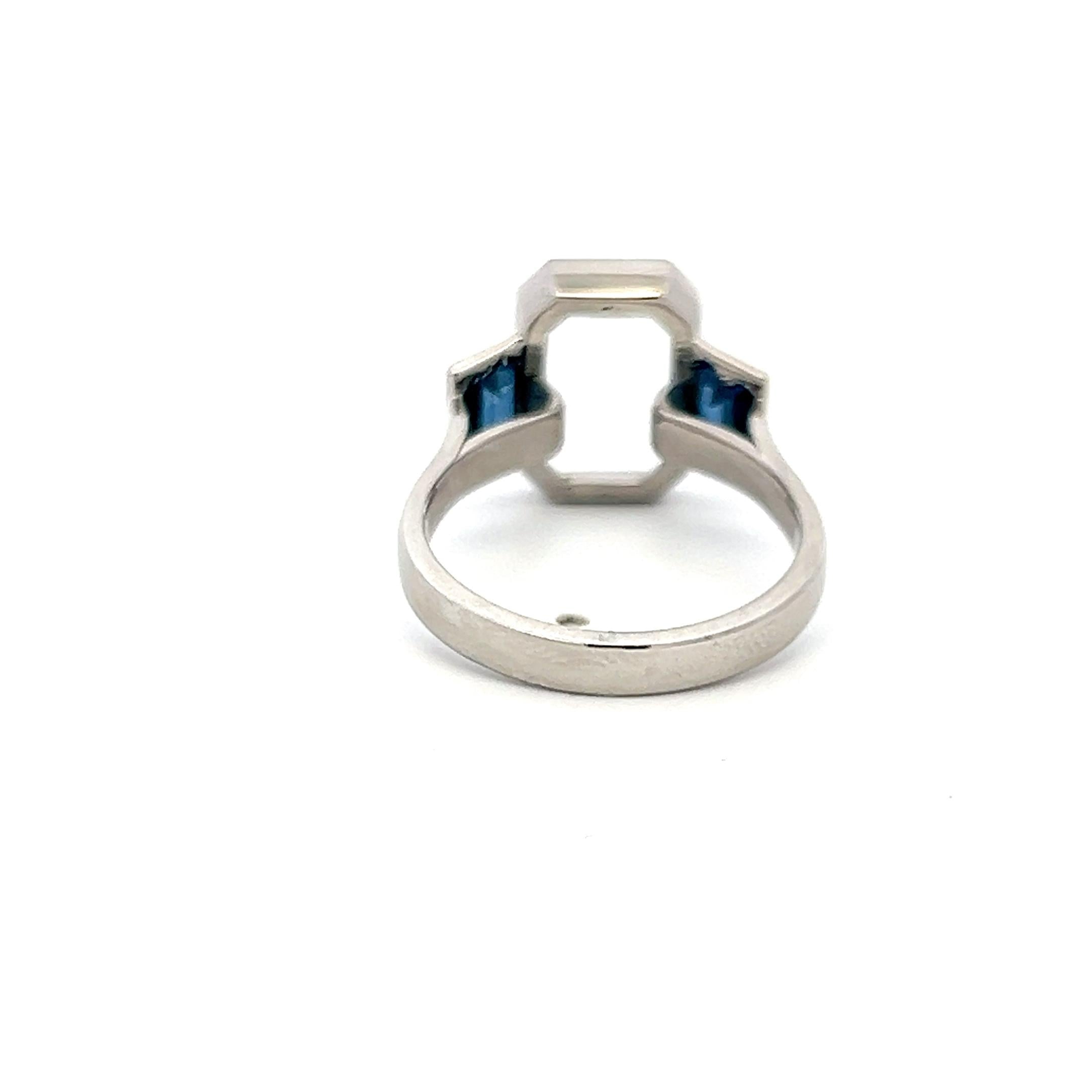 Platinum Semi Mount Ring with 1.11 Carat Trapezoid Sapphire Fits 11.6x8.2 mm