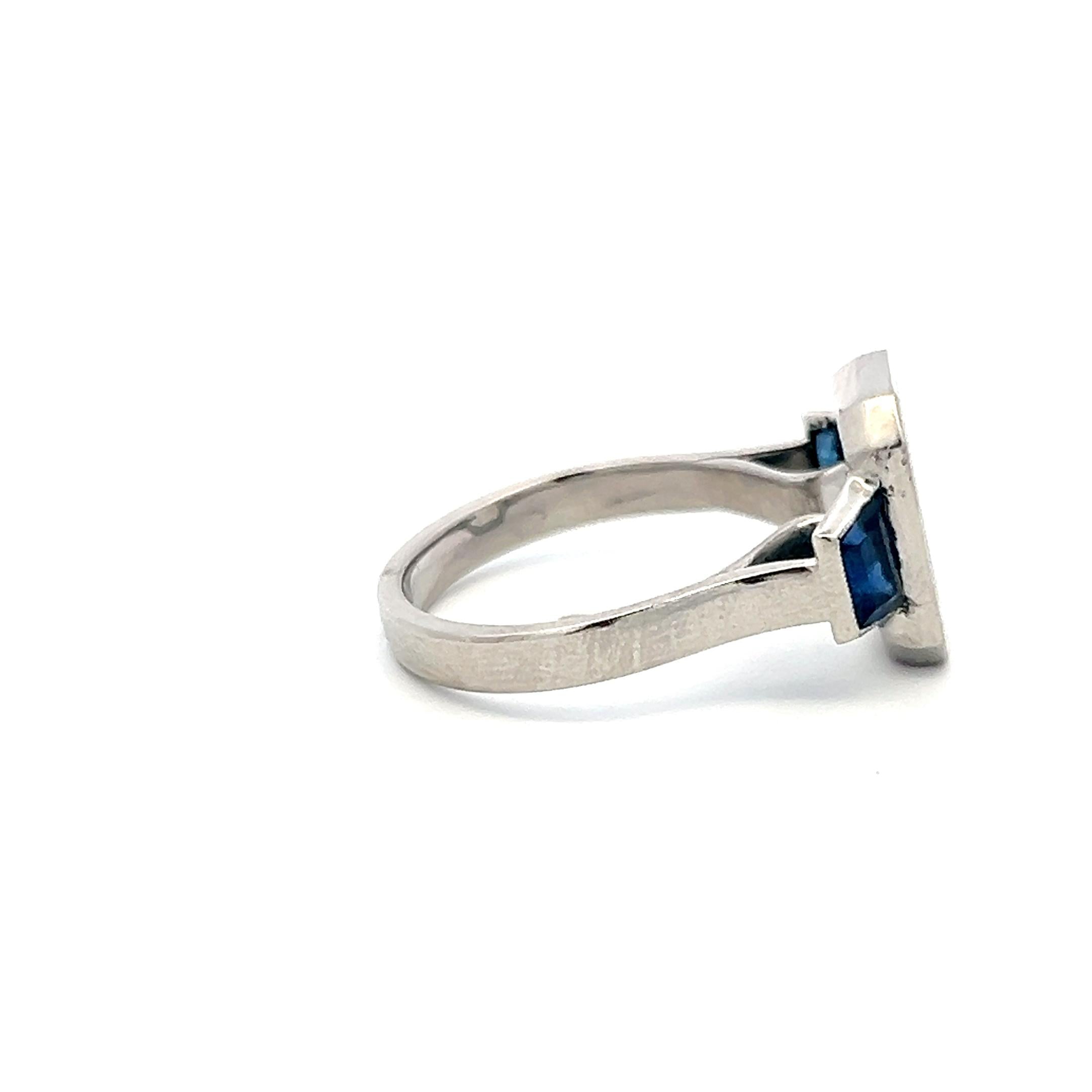 Platinum Semi Mount Ring with 1.11 Carat Trapezoid Sapphire Fits 11.6x8.2 mm