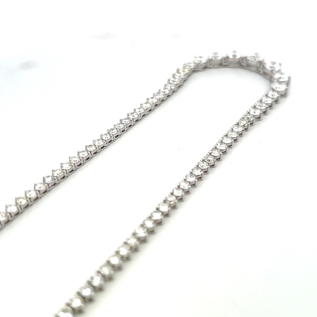 Vintage 18K White Gold Riviera Necklace with 20.49 Carat Round Diamonds GIA