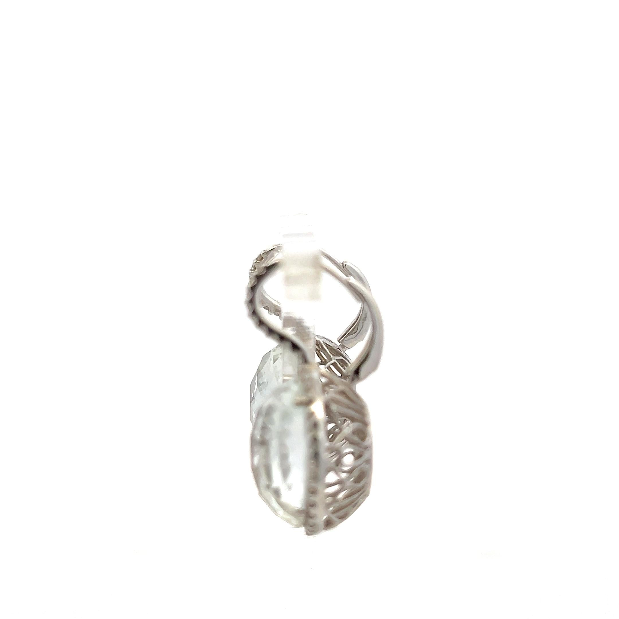 18K White Gold Drop Earrings with 0.65ct Round Diamonds and 6-16.2 MM Quartz