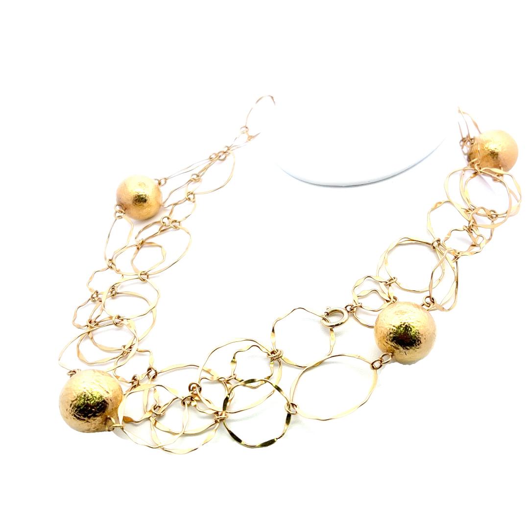 Vintage 18 Karat Yellow Gold Italian artisan statement Necklace 69.67 Grams