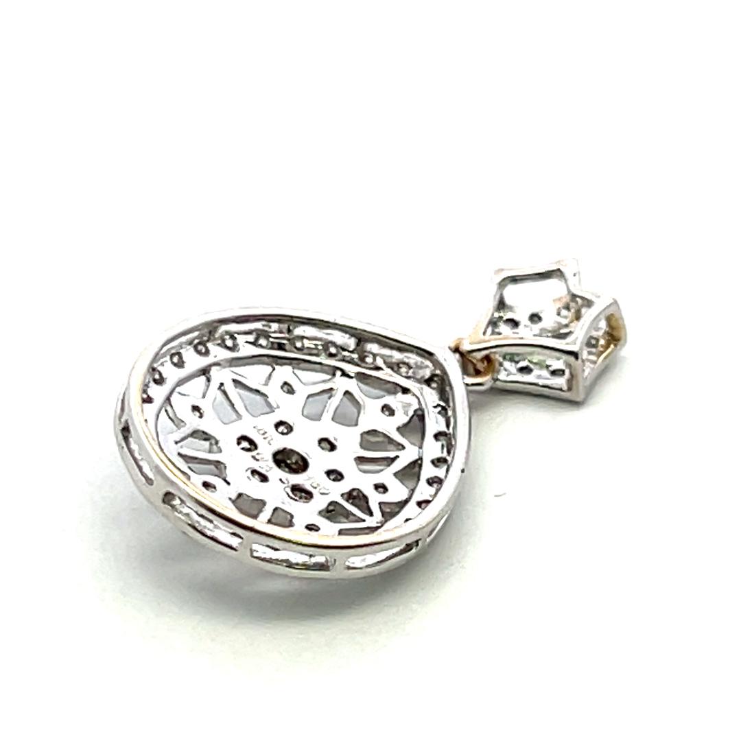 Vintage 18K White Gold Pendant with 0.75 Carat Round H SI Diamonds