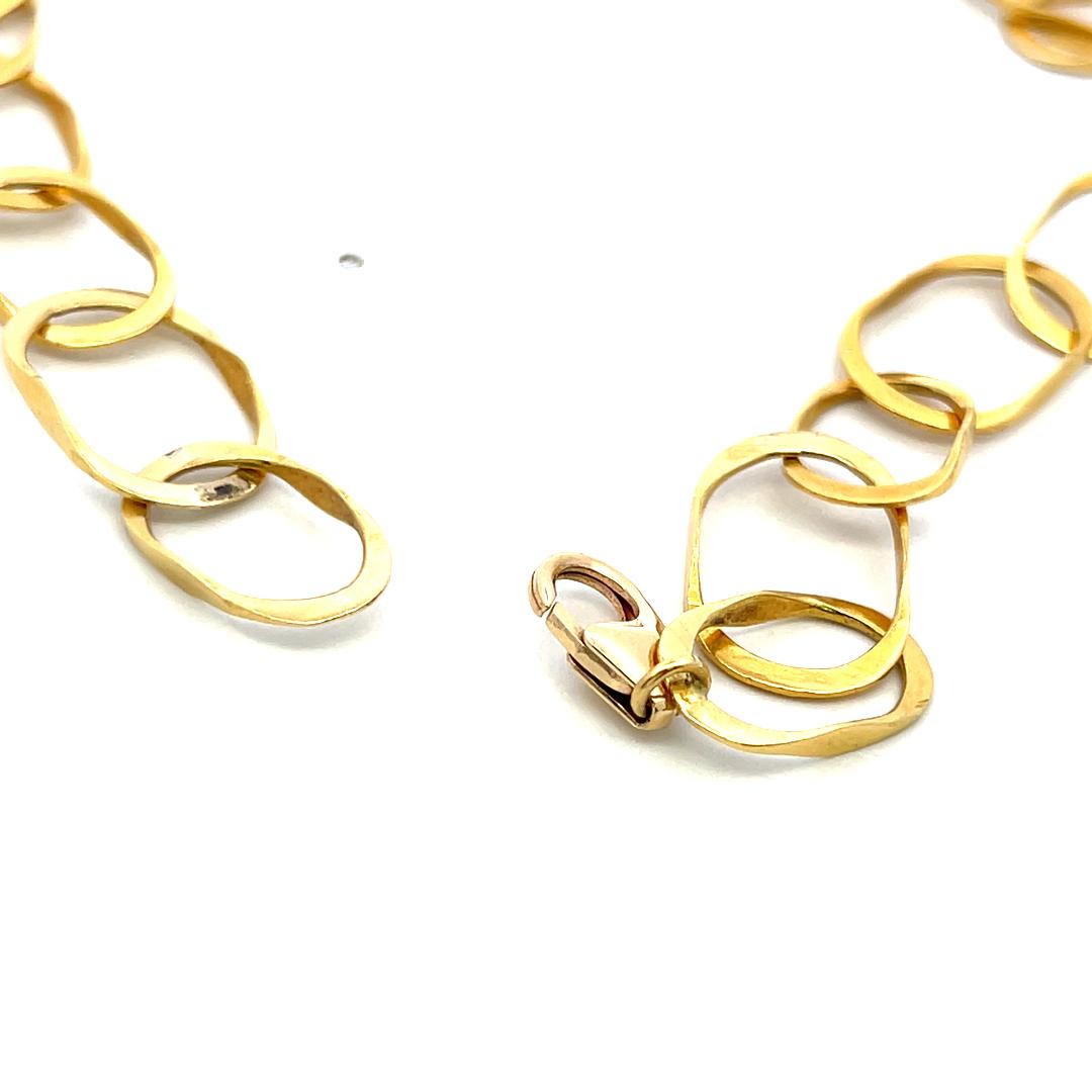 Vintage 18K Yellow Gold Link Necklace with 0.56 Carat Rose Cut J SI Diamonds