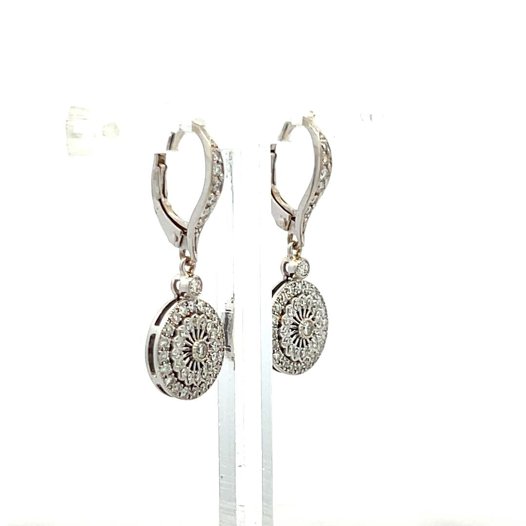 Vintage 18K White Gold Drop Earrings with 0.45 Carat Round H VS Diamonds 5.08g