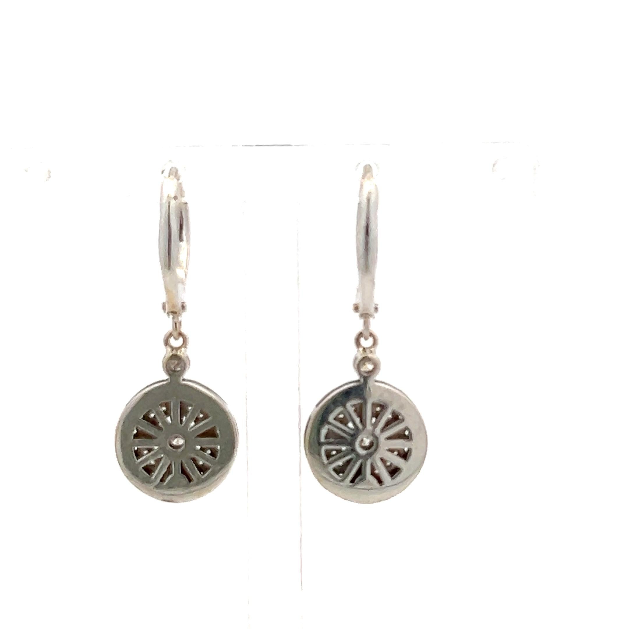 Vintage 18K White Gold Drop Earrings with 0.45 Carat Round H VS Diamonds 5.08g