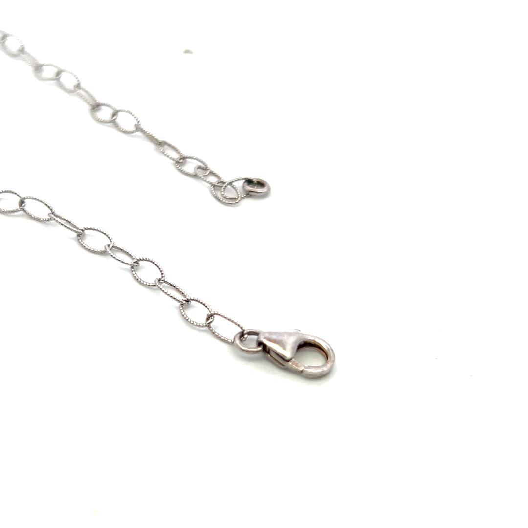 Vintage 18K White Gold Link Necklace with 3.3 Carat Round Diamonds & Multi-Gems