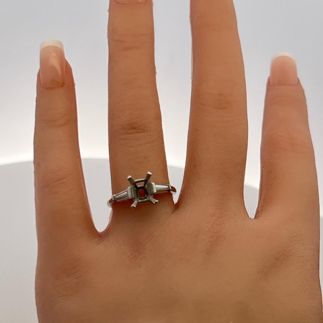 Platinum Semi Mount Ring with 0.24 Carat Diamond Fits 6.8x6.00 mm Center Stone