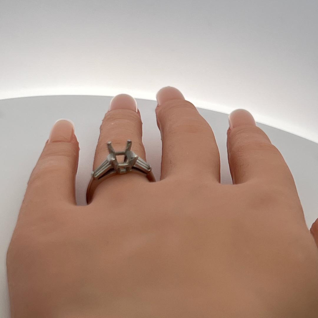 Platinum Semi Mount Ring with 0.24 Carat Diamond Fits 6.8x6.00 mm Center Stone