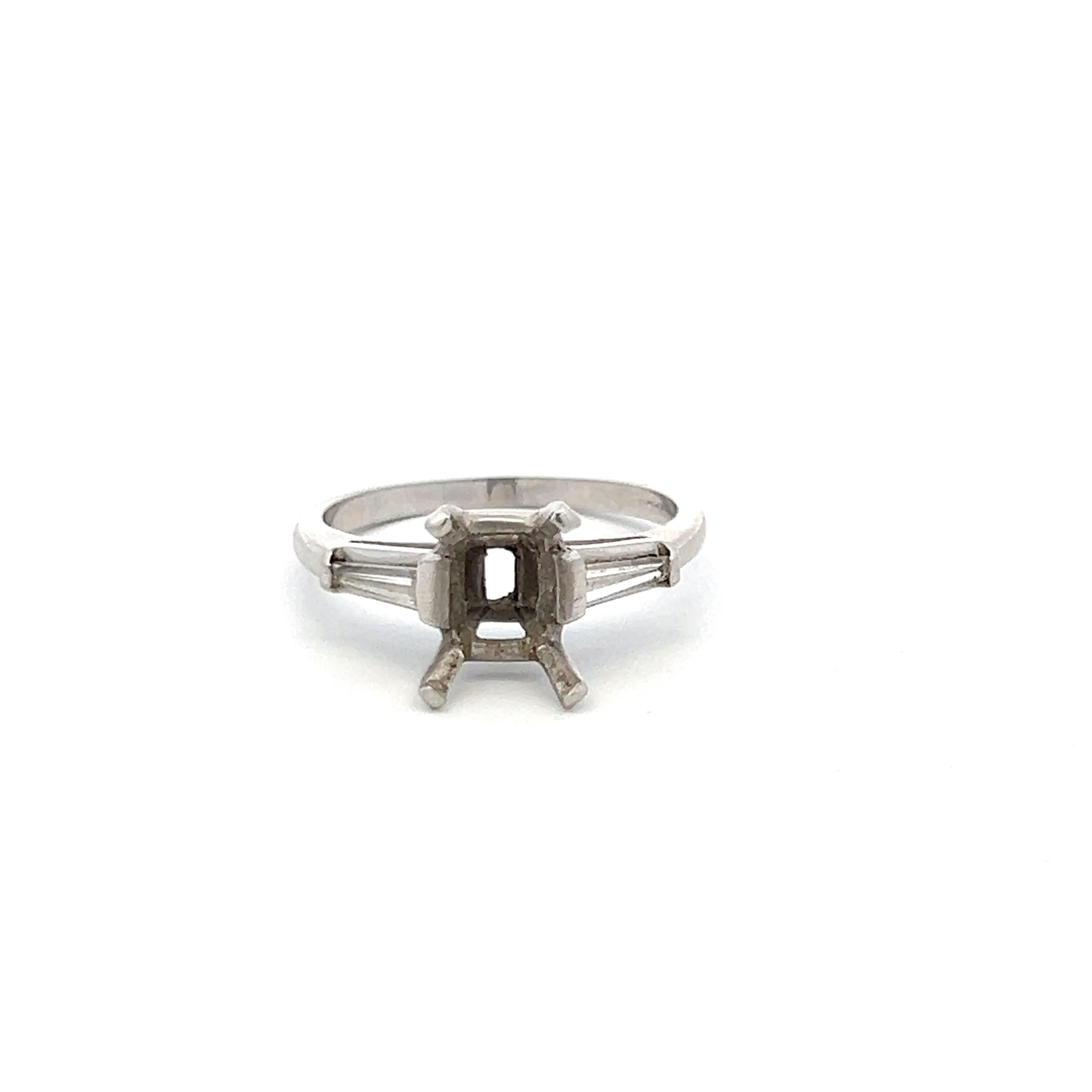 Platinum Semi Mount Ring with 0.24 Carat Diamond Fits 6.8x6.00 mm Center Stone