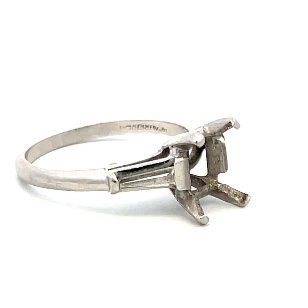 Platinum Semi Mount Ring with 0.24 Carat Diamond Fits 6.8x6.00 mm Center Stone