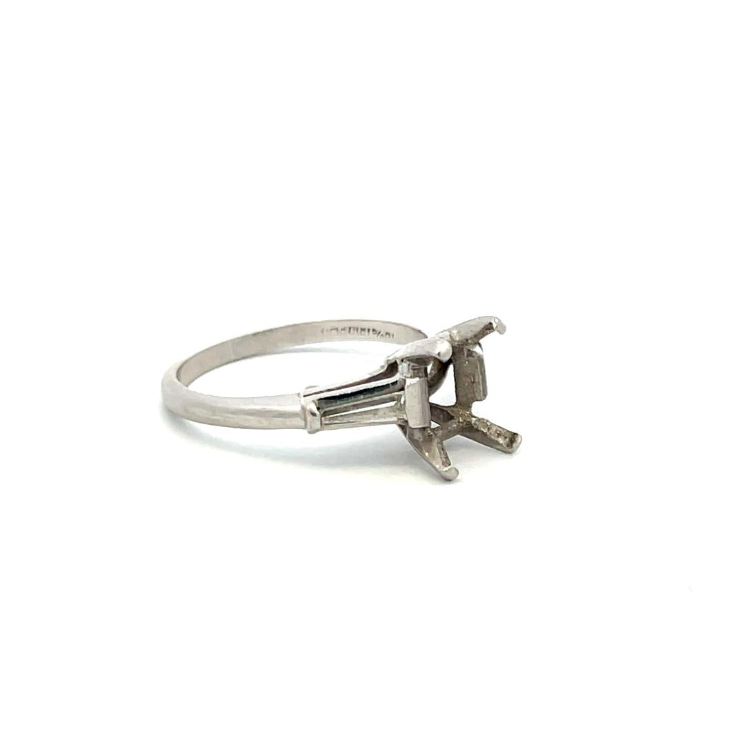 Platinum Semi Mount Ring with 0.24 Carat Diamond Fits 6.8x6.00 mm Center Stone