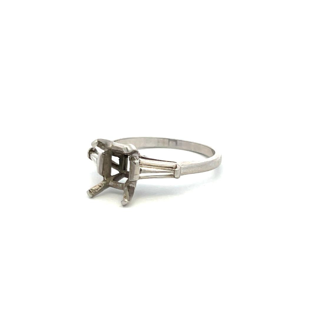 Platinum Semi Mount Ring with 0.24 Carat Diamond Fits 6.8x6.00 mm Center Stone