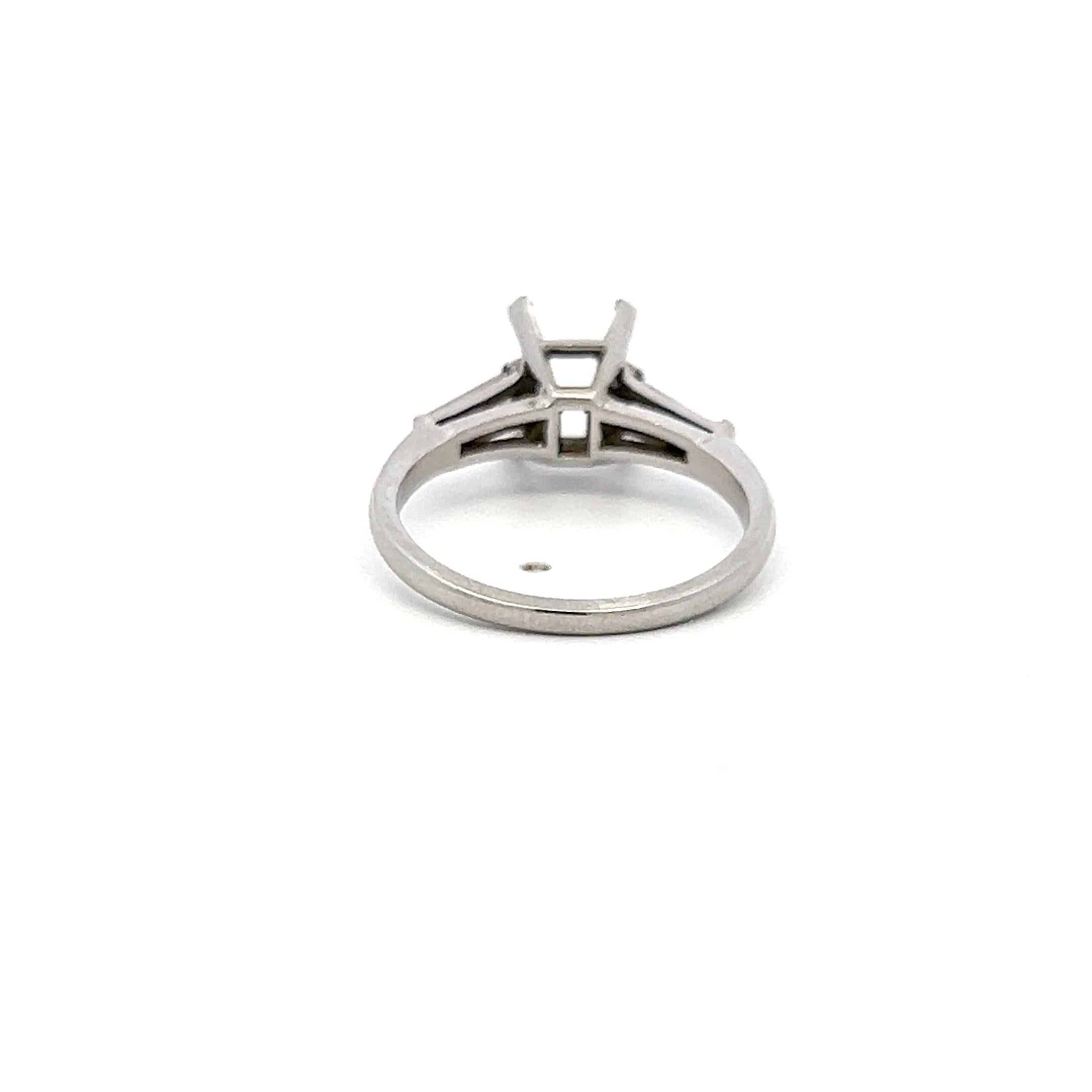 Platinum Semi Mount Ring with 0.24 Carat Diamond Fits 6.8x6.00 mm Center Stone