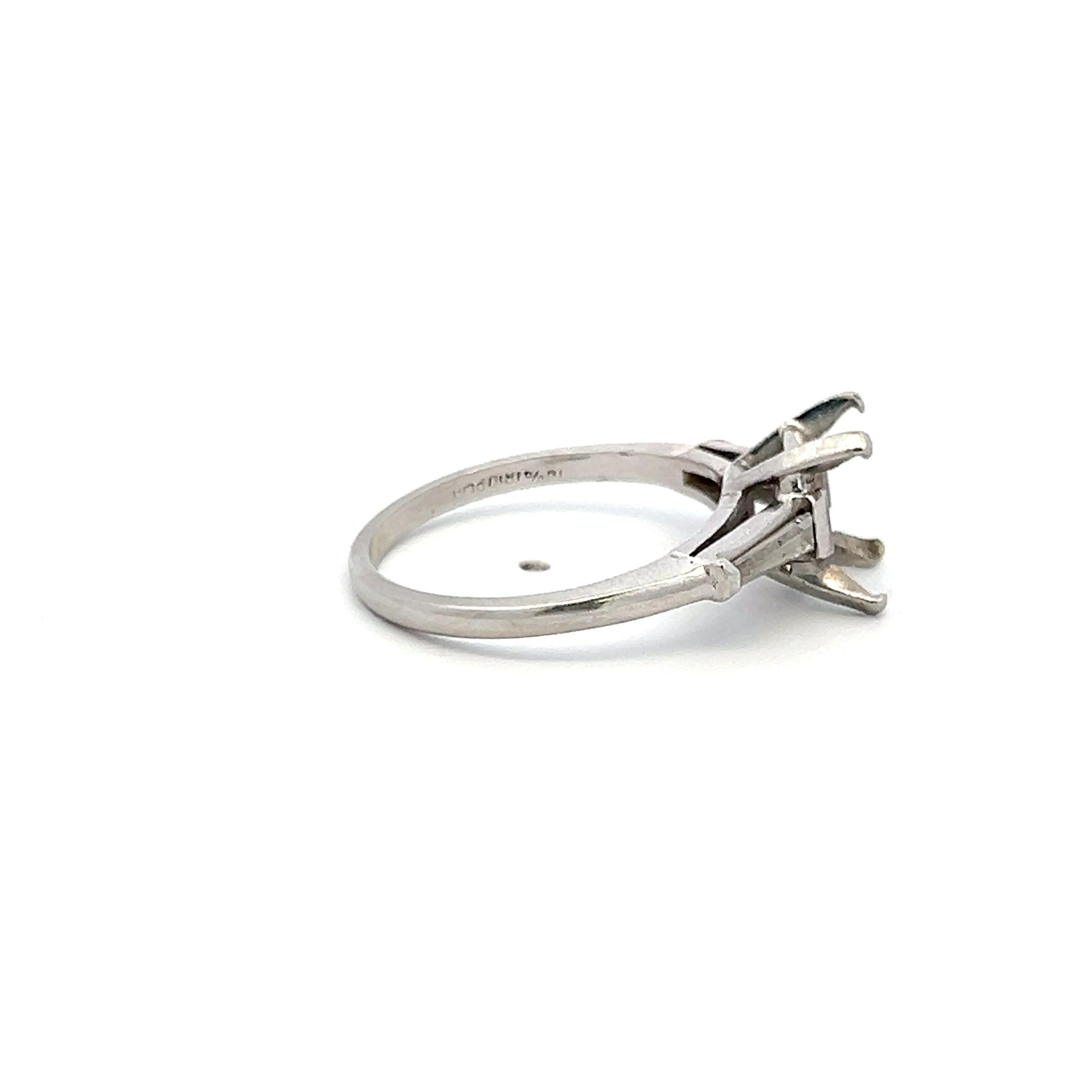 Platinum Semi Mount Ring with 0.24 Carat Diamond Fits 6.8x6.00 mm Center Stone
