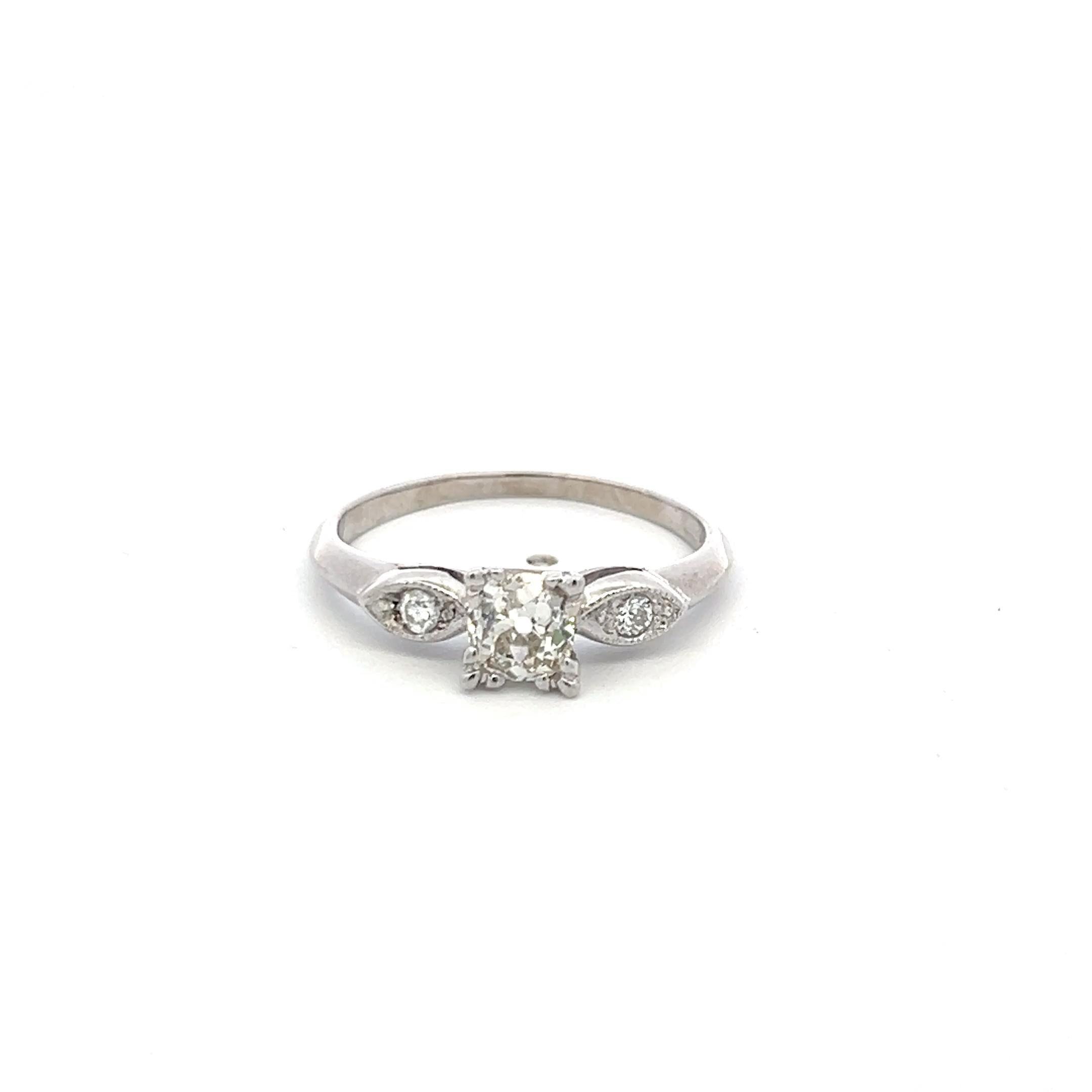 Vintage Platinum Engagement Ring with 0.6 Carat Old European Cut J-VS Diamond