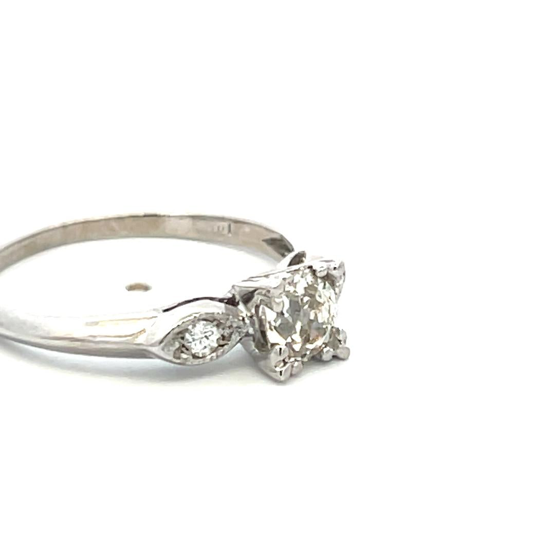 Vintage Platinum Engagement Ring with 0.6 Carat Old European Cut J-VS Diamond