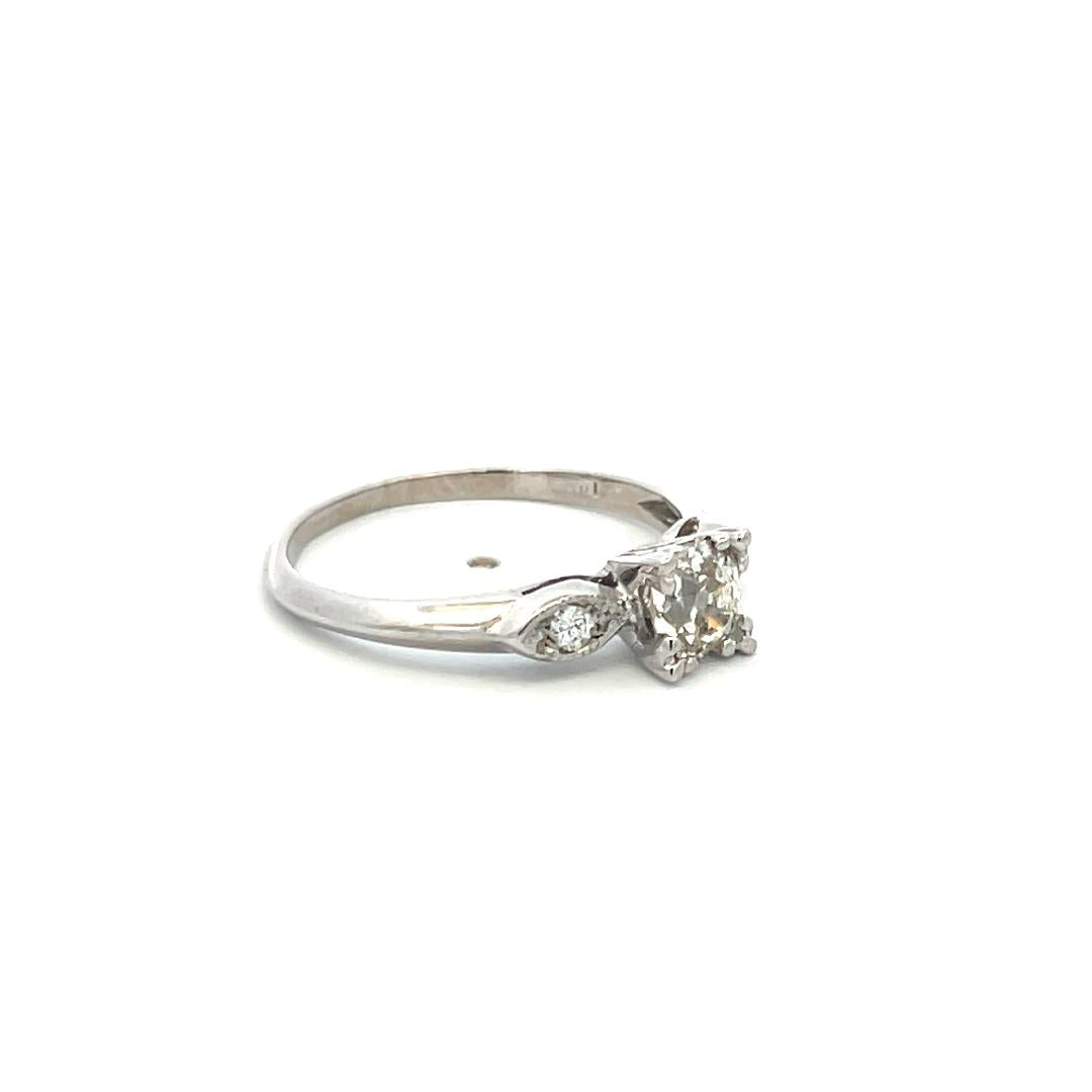 Vintage Platinum Engagement Ring with 0.6 Carat Old European Cut J-VS Diamond