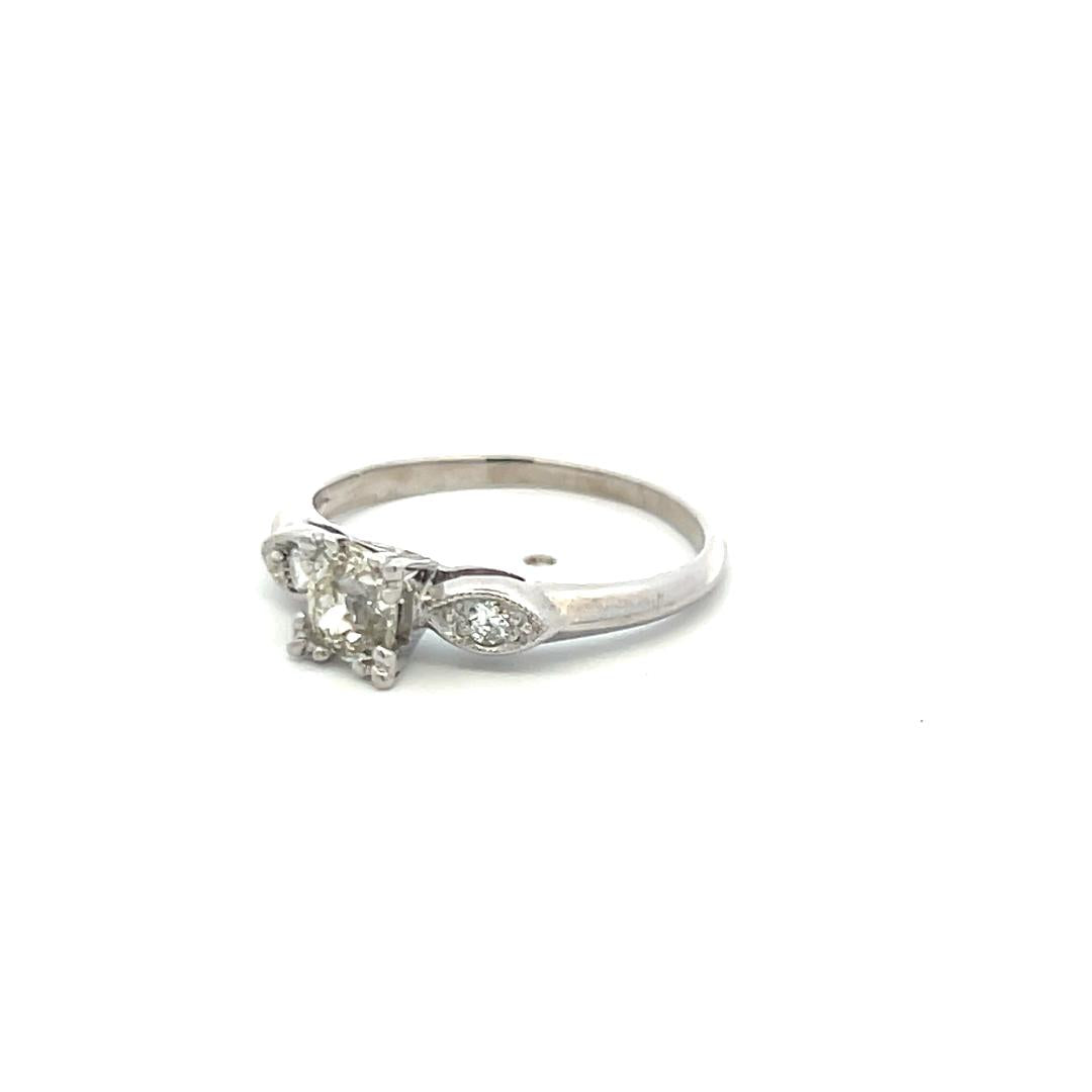 Vintage Platinum Engagement Ring with 0.6 Carat Old European Cut J-VS Diamond